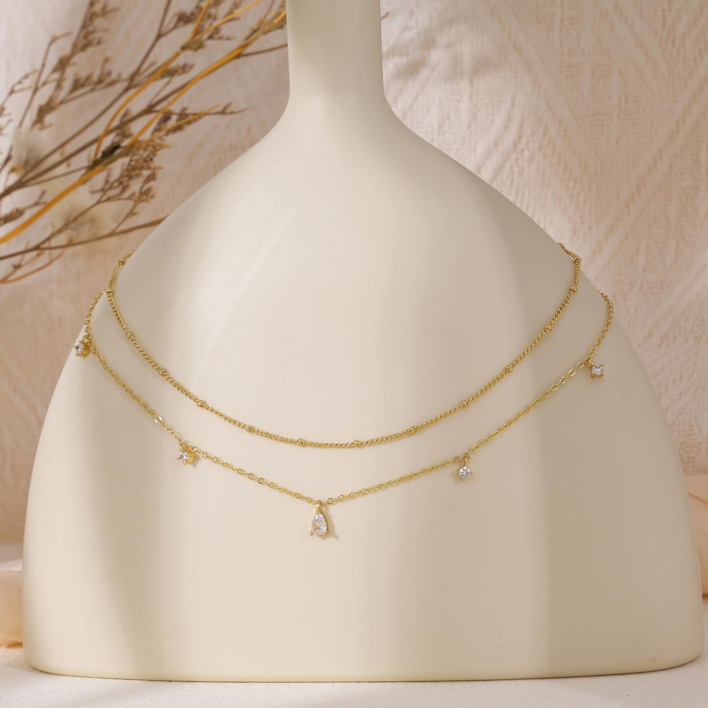 SELFROSE Layered Necklaces For Women,Dainty Gold Necklace Stack 14k Gold Plated CZ Layering Choker Necklaces For Women Trendy Simple Formal Choker Necklace Set Fashion Accessories Jewelry Set