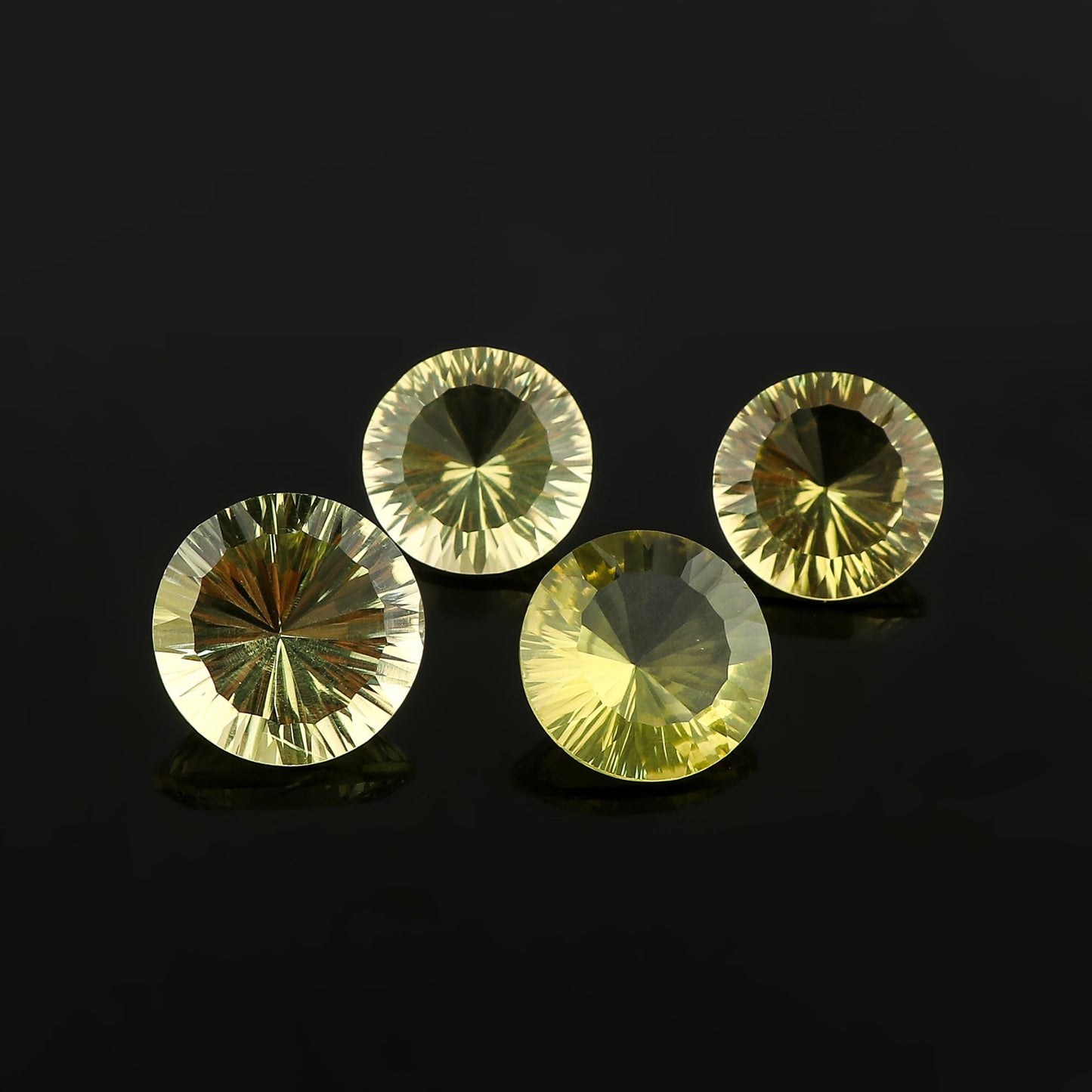 CRYSTALIS 4pcs AA+ Natural Lemon Quartz, Concave-Cut, Loose Gemstone Wholesale Bulk Cabochons Jewelry Making Supply, Chakra Healing Polished Stones, Wire Wrapping, DIY, Gem Collection, 15mm