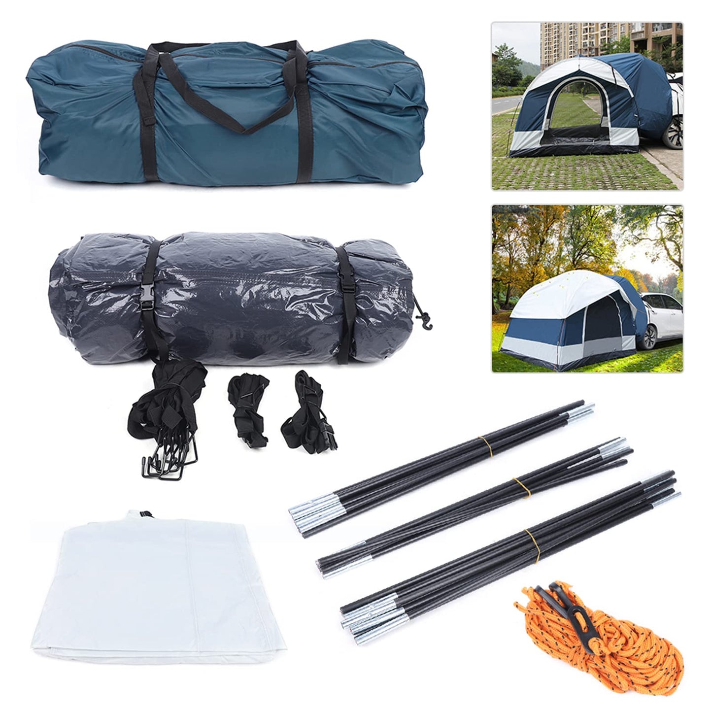 Universal SUV Camping Tent, Up to 4 Person Capacity Waterproof Car Tent for Camping, Portable and Easy Set Up, 8.2' W x 8.2' L x 6.6' H