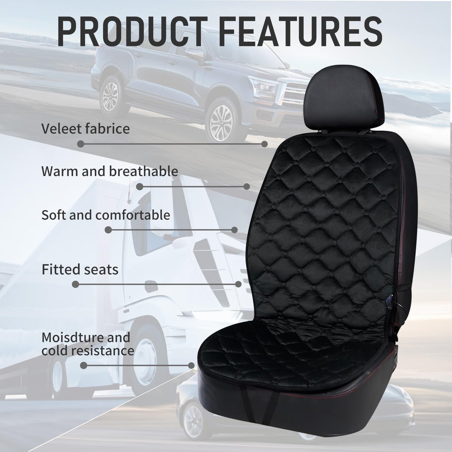 Fioqe Driver&Passenger Side Seat Cushion for Full Back-Black