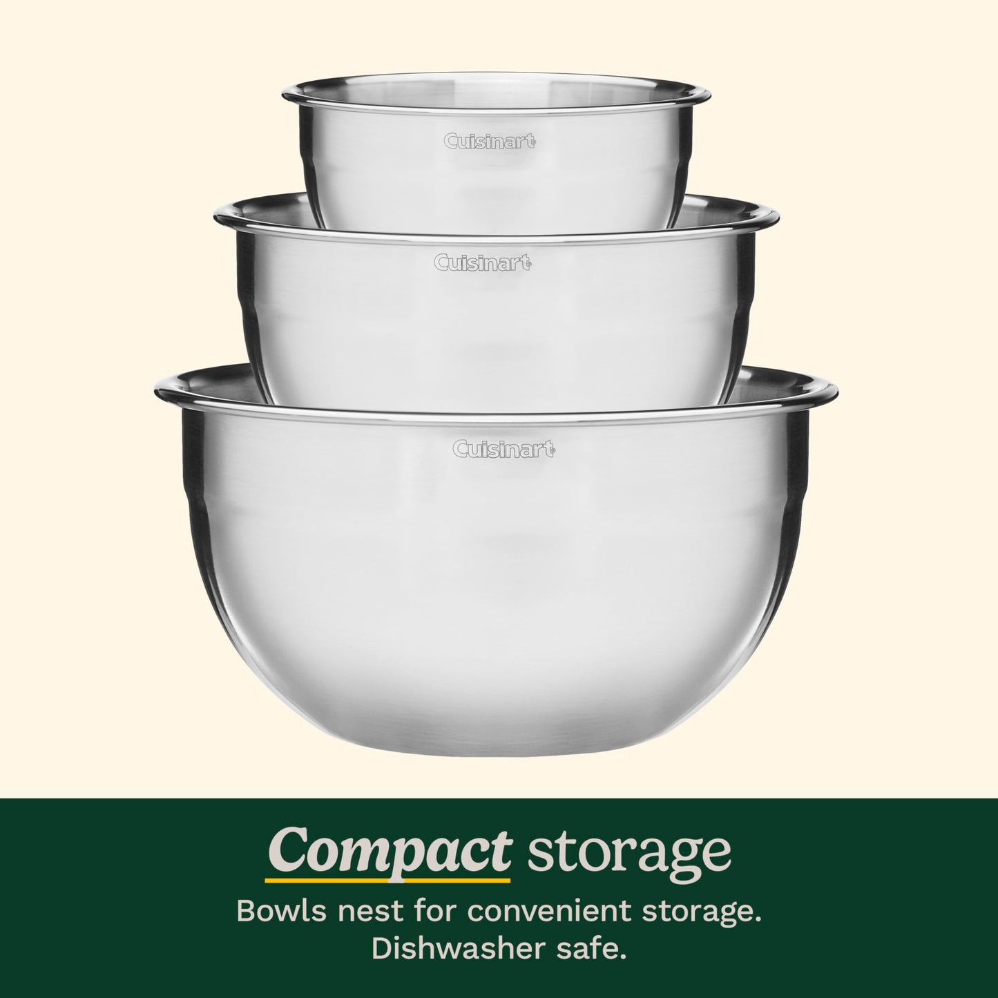 Cuisinart Mixing Bowl Set, Stainless Steel, 3-Piece, CTG-00-SMB