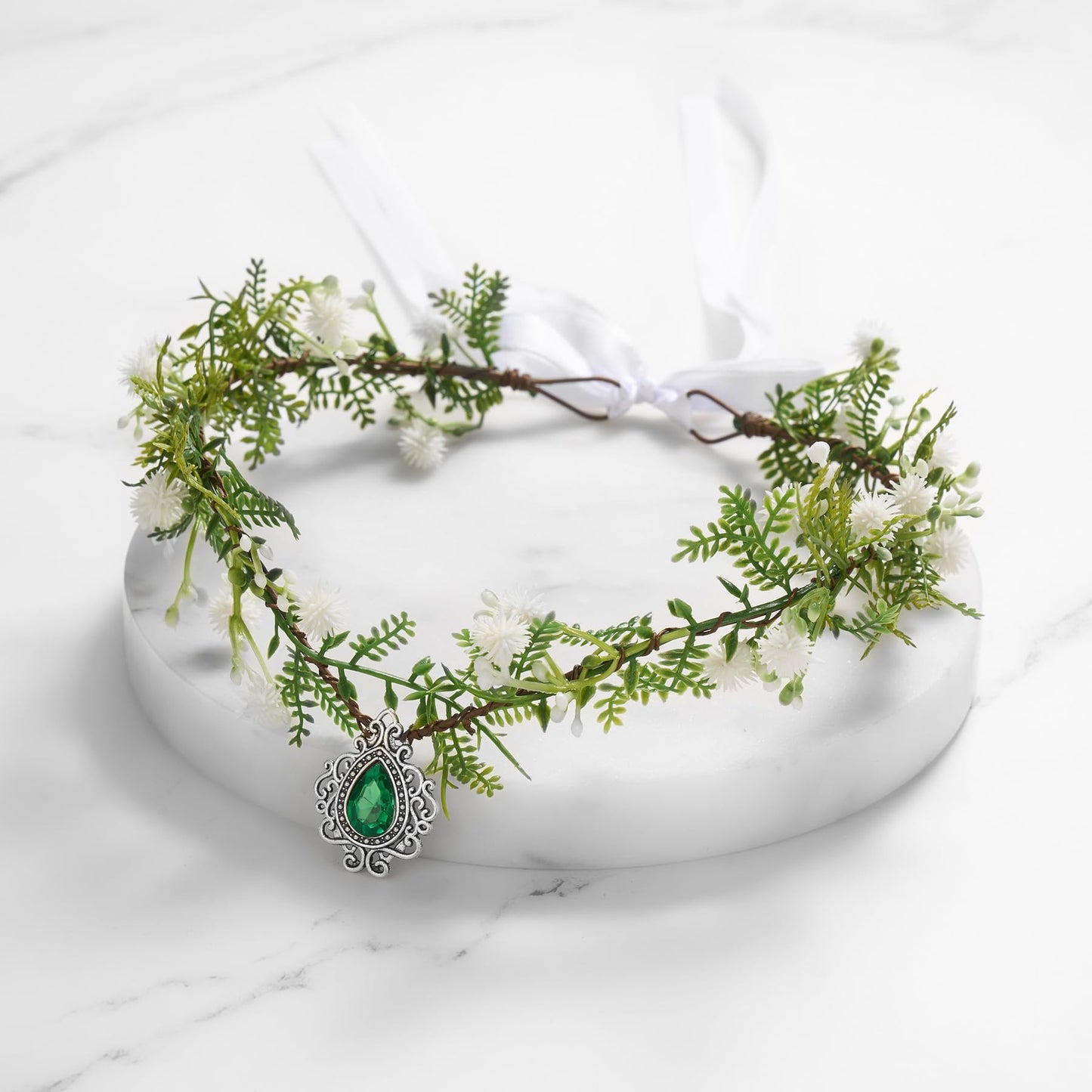 SWEETV Handmade Fairy Flower Crown Elf Floral Headpiece Forest Headband Elven Circlet Woodland tiara Costume Jewelry for Women Girls Wedding Cosplay Party Halloween