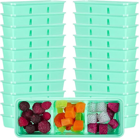 Hushee 10 Pack 17 oz Small Meal Prep Containers with 3 Compartments Snack Containers with Lid Disposable Plastic Bento Box Travel Lunch Food Boxes Stackable for Office Picnic (Green)