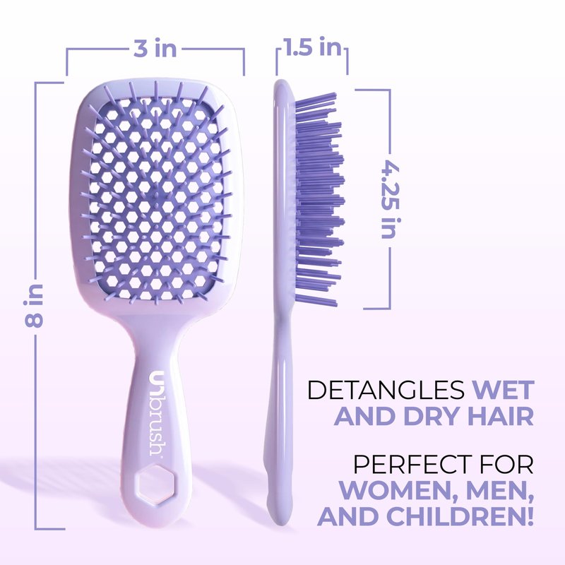 FHI Heat UNbrush Detangling Brush for Pain-Free Brushing on All Wet or Dry Hair Types — Durable DuoFlex Anti-Static Bristles, Lightweight Handle, Vented Hair Brush, Lilac Light Purple