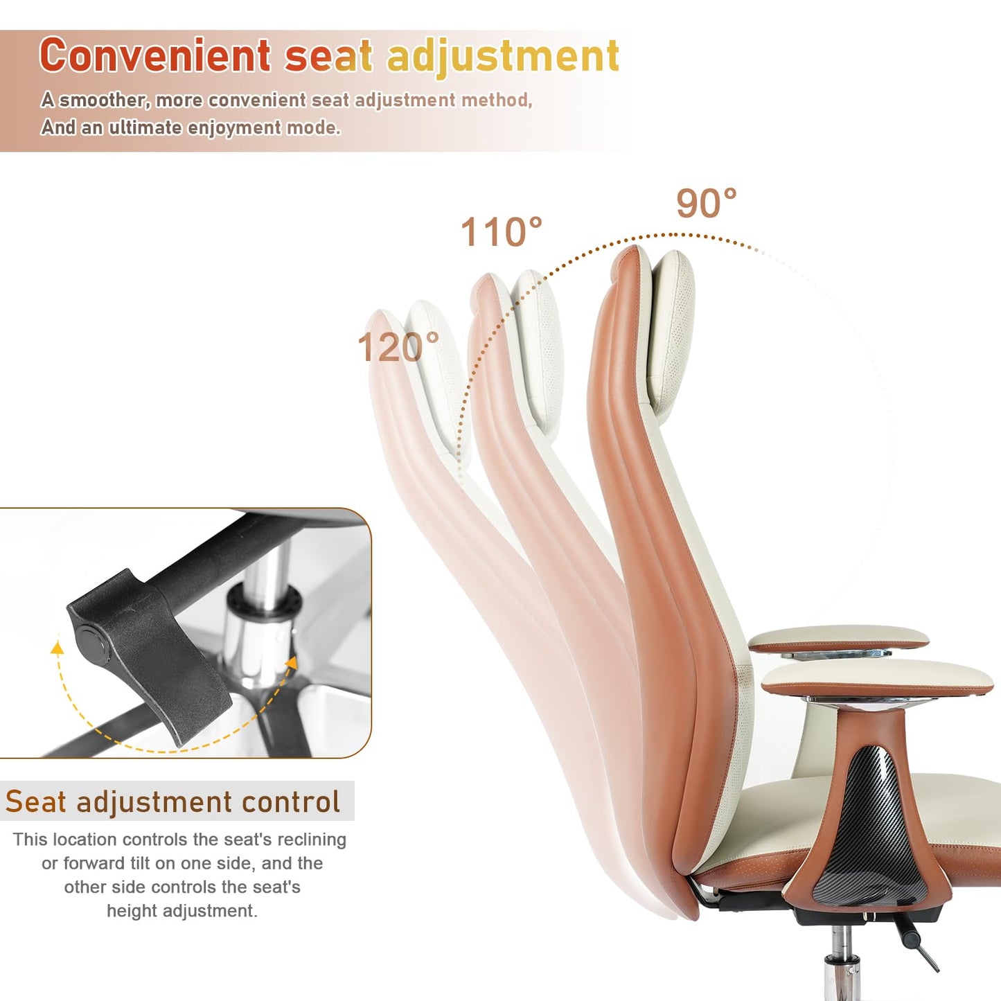 FurniBaron Genuine Leather Office Chair, Big and Tall Executive Office Chair with Adjustable High Back and Lumbar Support, 400lbs Heavy Duty Design with Wheels (White)