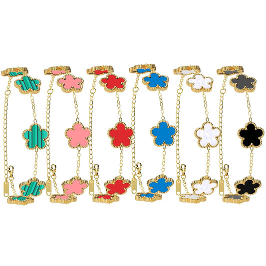 18K Gold Plated Womens Stackable Floral Bracelets Set,Twisted Cable Bangle,Trendy Jewelry,Waterproof adjustable bracelet,Christmas Birthday Gifts for Girlfriend or Mother. (09- 6Pcs Gold Floral B)