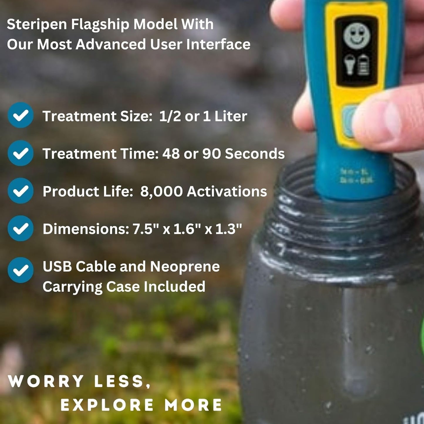 Katadyn Steripen Ultra Portable UV Water Purifier – Rechargeable 2200mAh Battery, Eliminates 99.99% Microorganisms, Fast Water Treatment for Hiking, Camping & Travel