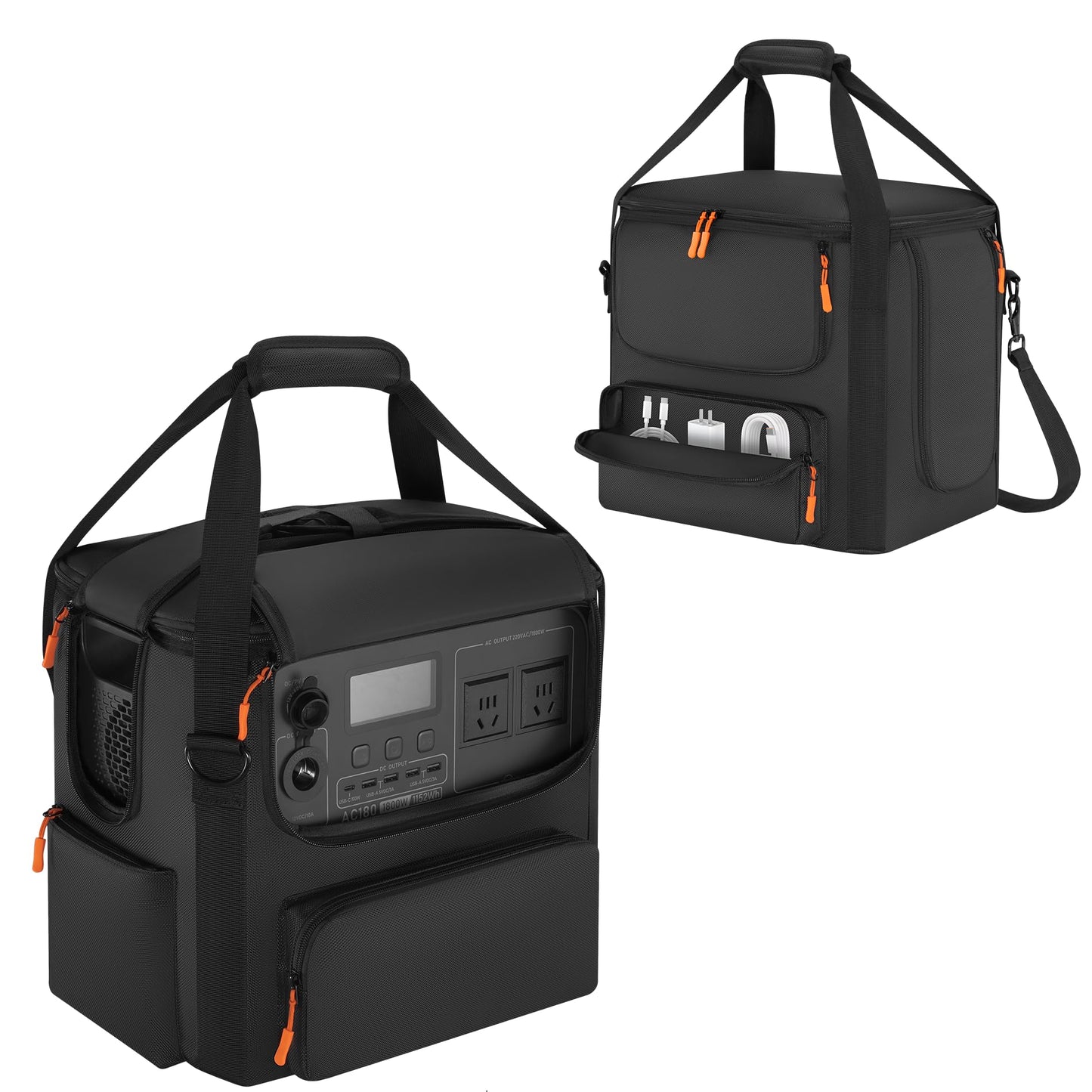 Carrying Case Compatible with BLUETTI AC180, Power Station Travel Bag Padded for AC180 with Multi-pockets, Protective Cover Storage Bag with Shoulder Strap & Handle Compatible with BLUETTI AC180