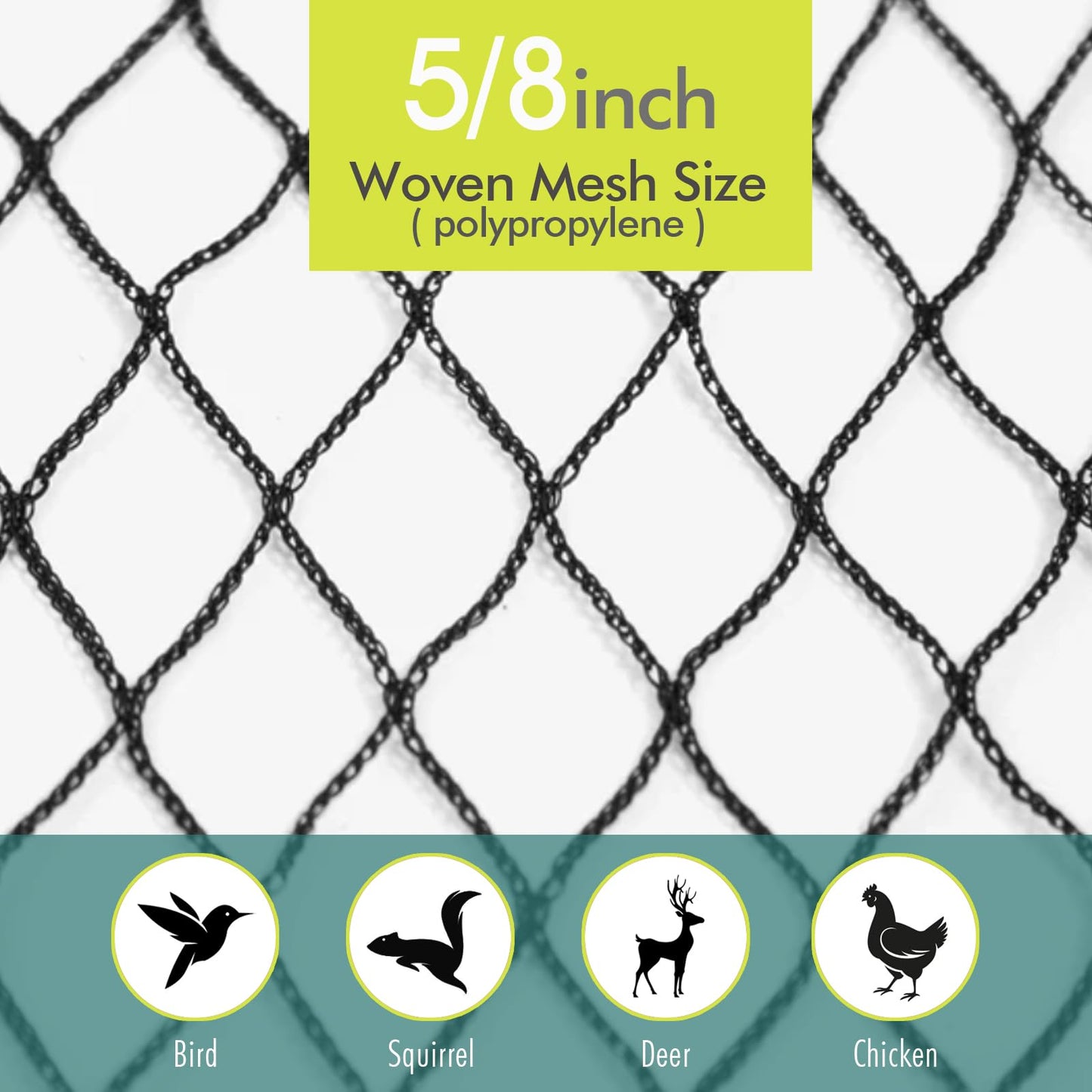 Bird Netting for Garden, Fetanten 7.5 x 100 FT Netting for Garden Protection Vegetables Fruit Trees Blueberry from Birds Deer Poultry, Heavy Duty Woven Mesh Net Animal Fencing with Ties and Staples