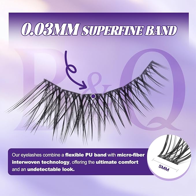 B&Q Natural Lash Clusters 06 - Cluster Eyelash Extensions, Pestañas Postizas Naturales Style Eyelashes Comfort Fit - Day-to-Night Natural Effect - Office & Date Ready For Effortless Beauty(8-16mix)