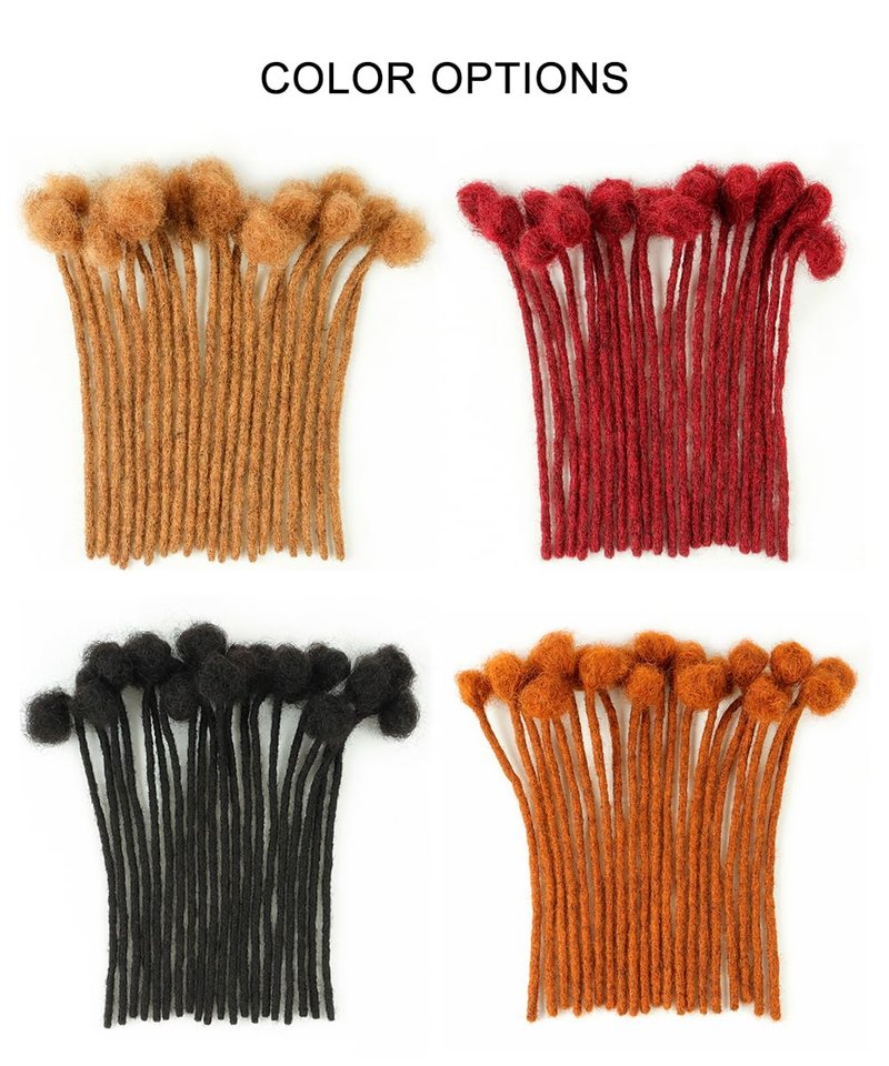 ADIASAI 6 Inch 30 Strands 0.4cm Width 100% Human Hair Loc Extensions Full Handmade Dreadlock Extensions for Men Women Kids Can Be Dyed and Bleached with Needle and Comb 100% Unprocessed Natural Black