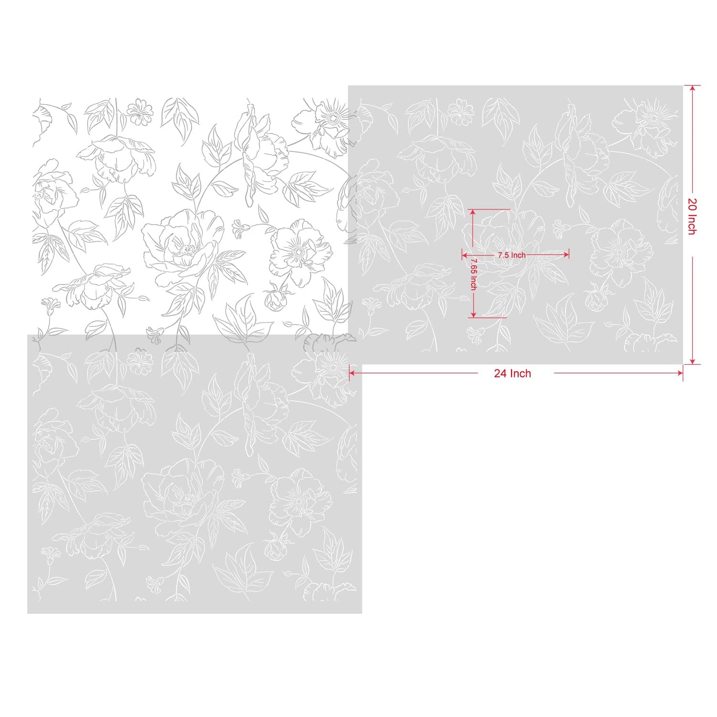 GSS Designs Large Flower Wall Stencils 20x24Inch Flourish Stencils for Painting on Wood Canvas Paper Fabric Floor Wall Reusable DIY Art Craft Stencils for Painting Flowers and Leaves