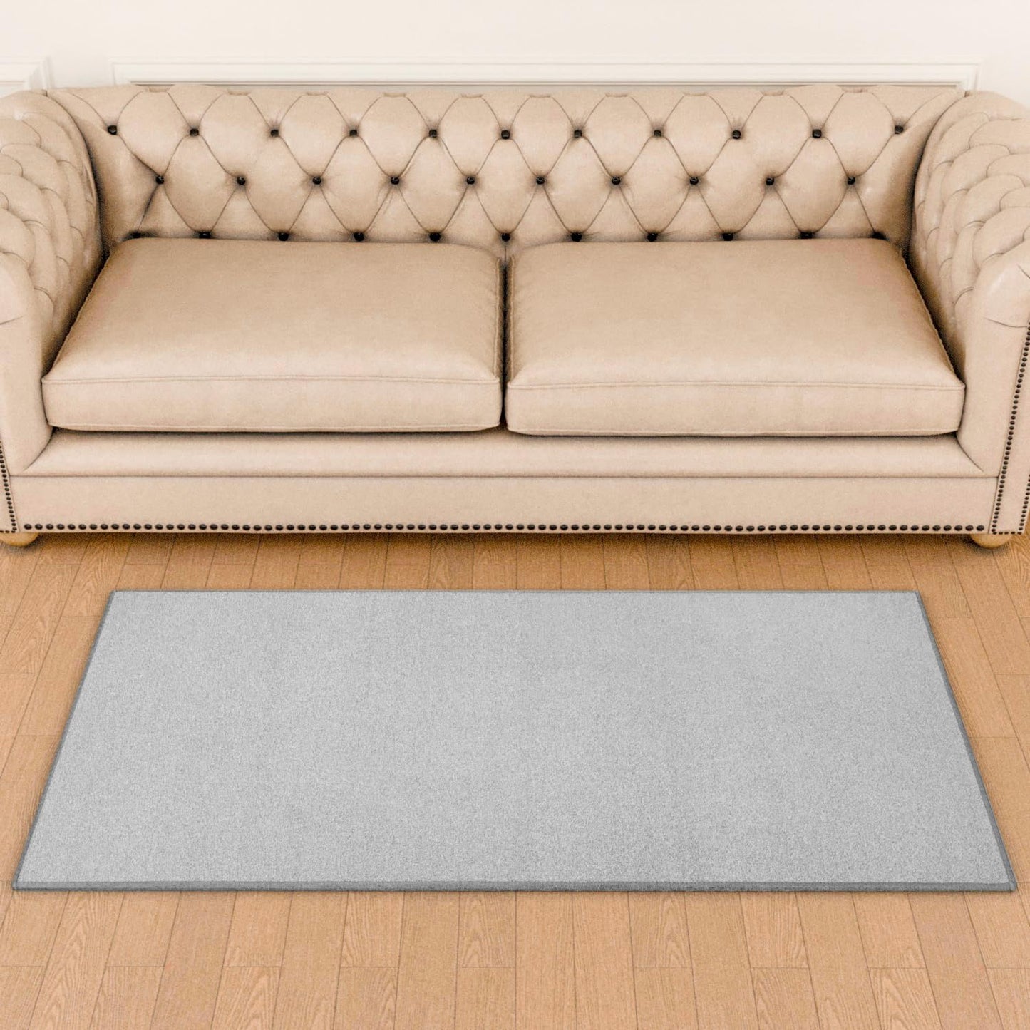 Area Rug with Non Slip Rubber Backing, Washable Soft Floor Carpet for Living Room, Kitchen, Entryway Indoor, Bedroom, Laundry, Low Pile Area Rugs, Solid Color with Pointillism Style, 3 * 5 ft Grey