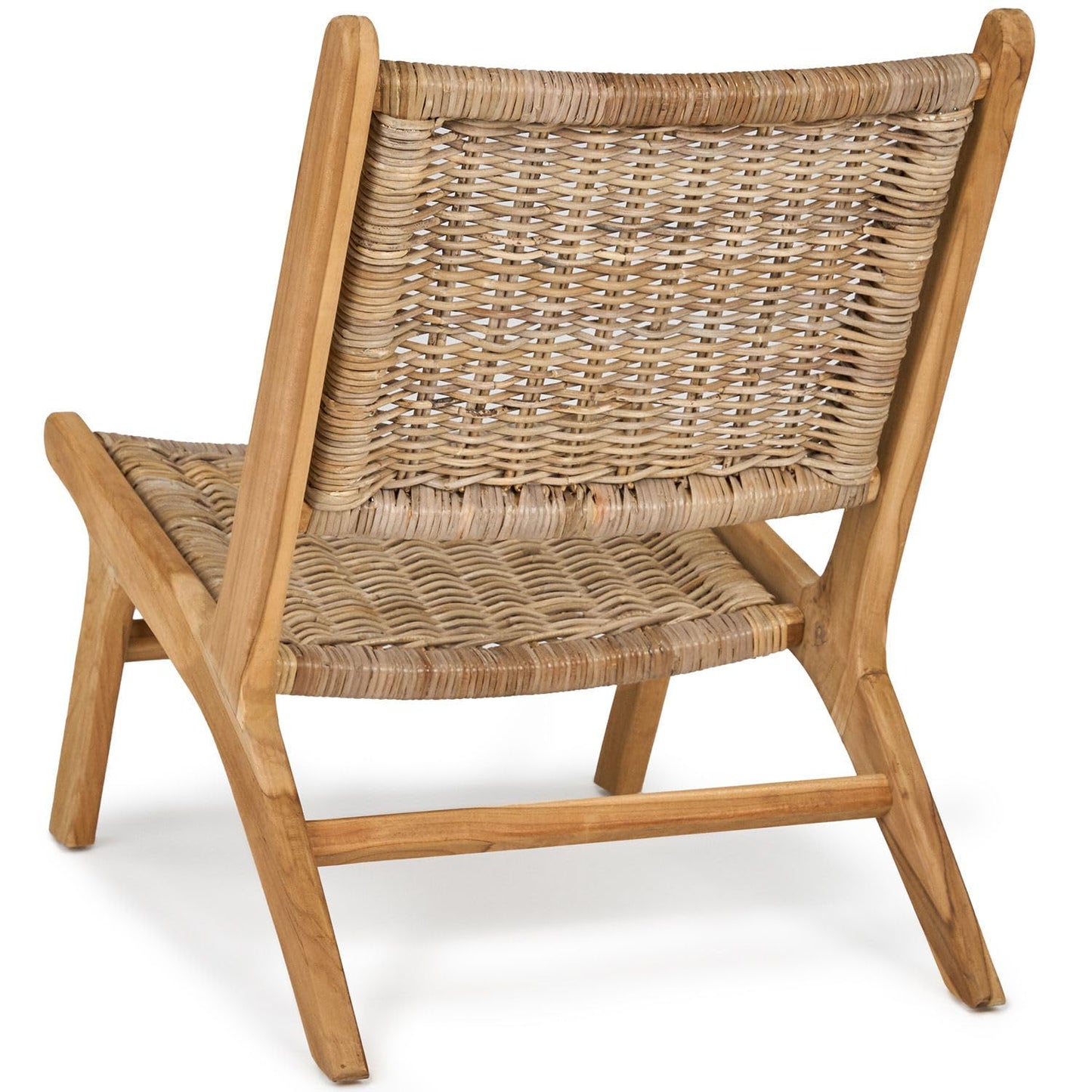 TeakCraft Teak Rattan Lounge Chair – Mid Century Modern Accent Chair, Solid Teak Wood, Natural Rattan, Boho & Scandinavian Style Seating for Living Room, Bedroom, Patio – Easy Assembly, The Vega