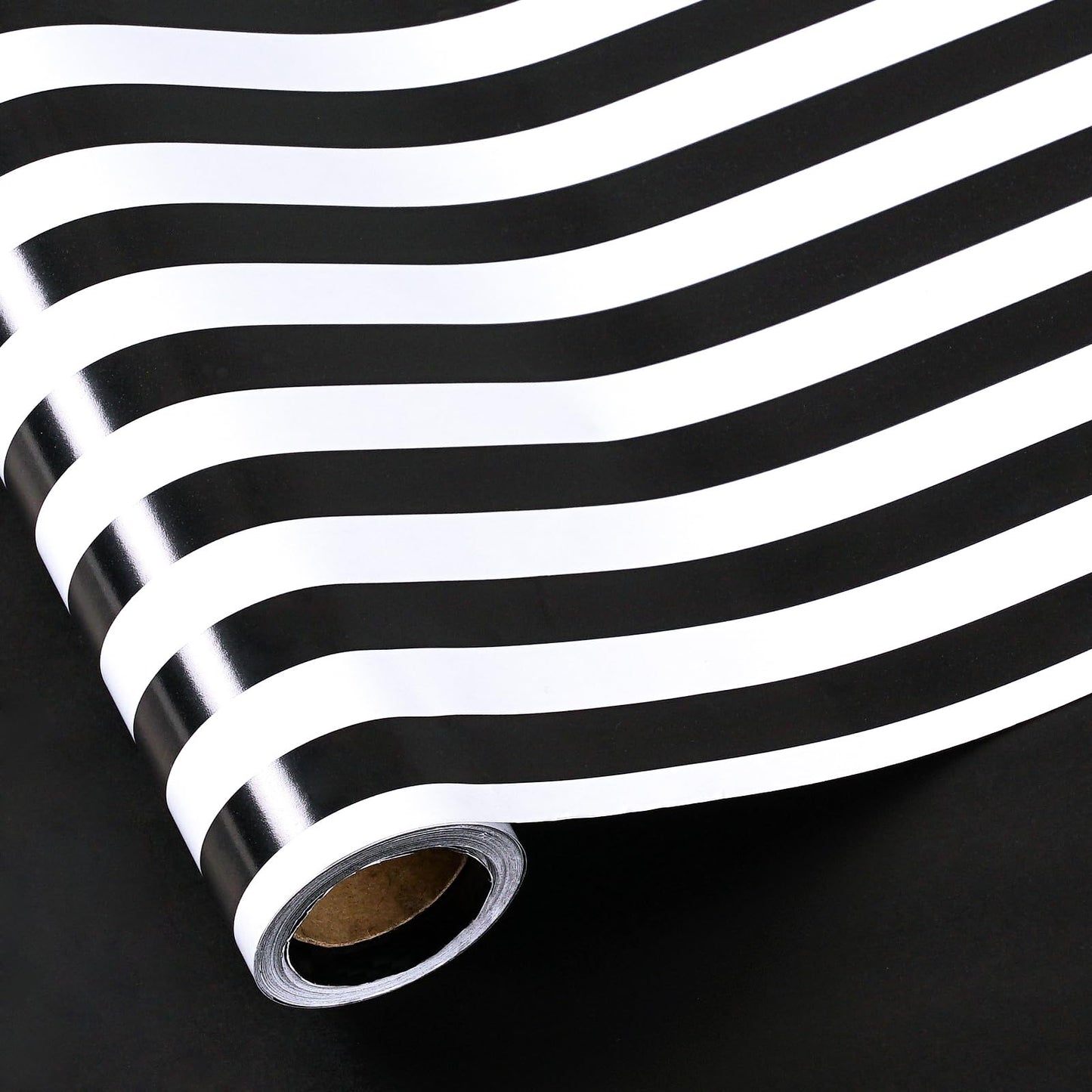 RUSPEPA Reversible Wrapping Paper Roll, Jumbo Roll, Black White Stripe and Solid Black Design Gift Wrap Paper for Birthday, Holiday, Graduation, Christmas, Father's Day, Wedding, 30 Inches x 32.8 Feet