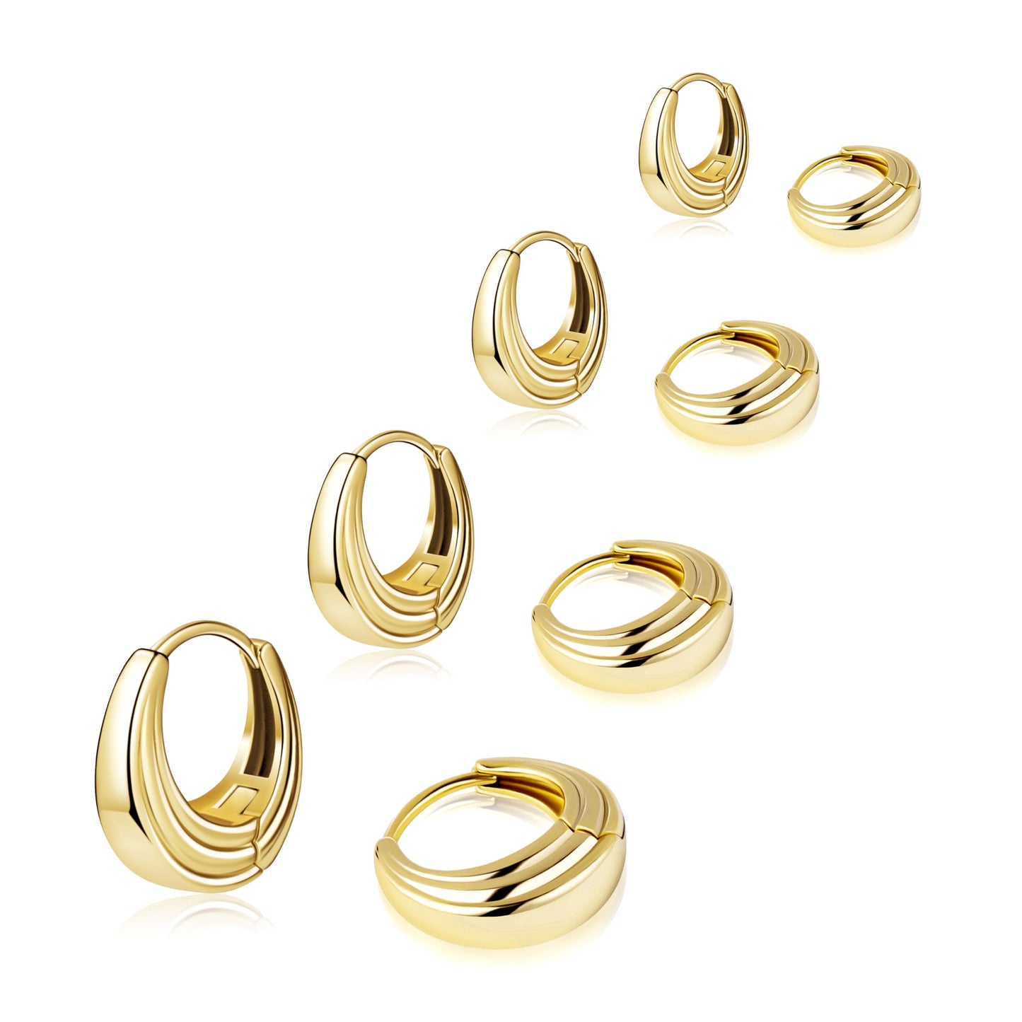 Gold Hoop Earrings Set for Women Gold Huggie Cartilage Clip On Earrings Set for Multiple Piercing Lightweight Jewelry Gifts