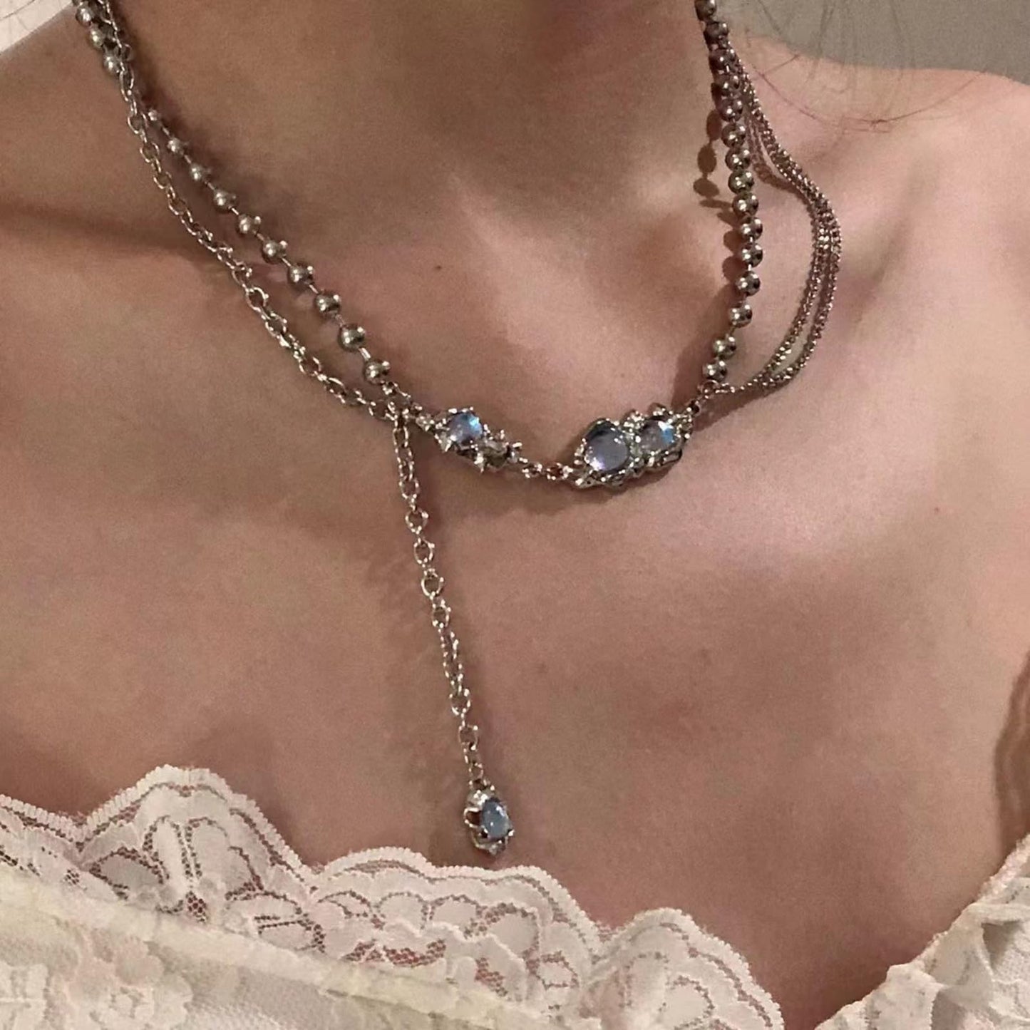 Buyongwant Irregular Necklace Y2k Moonlight Titanium Steel Fashion Women's Jewelry