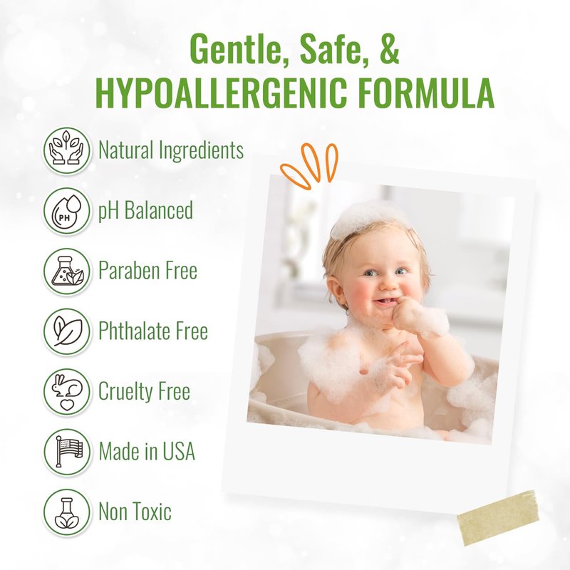 Wild Naturals Baby Eczema Shampoo & Body Wash, Gentle Eczema Body Wash for Kids with Aloe, Calendula & Manuka Honey, Tear-Free, Hypoallergenic, Natural Formula for Dry, Sensitive Skin, 8 fl oz
