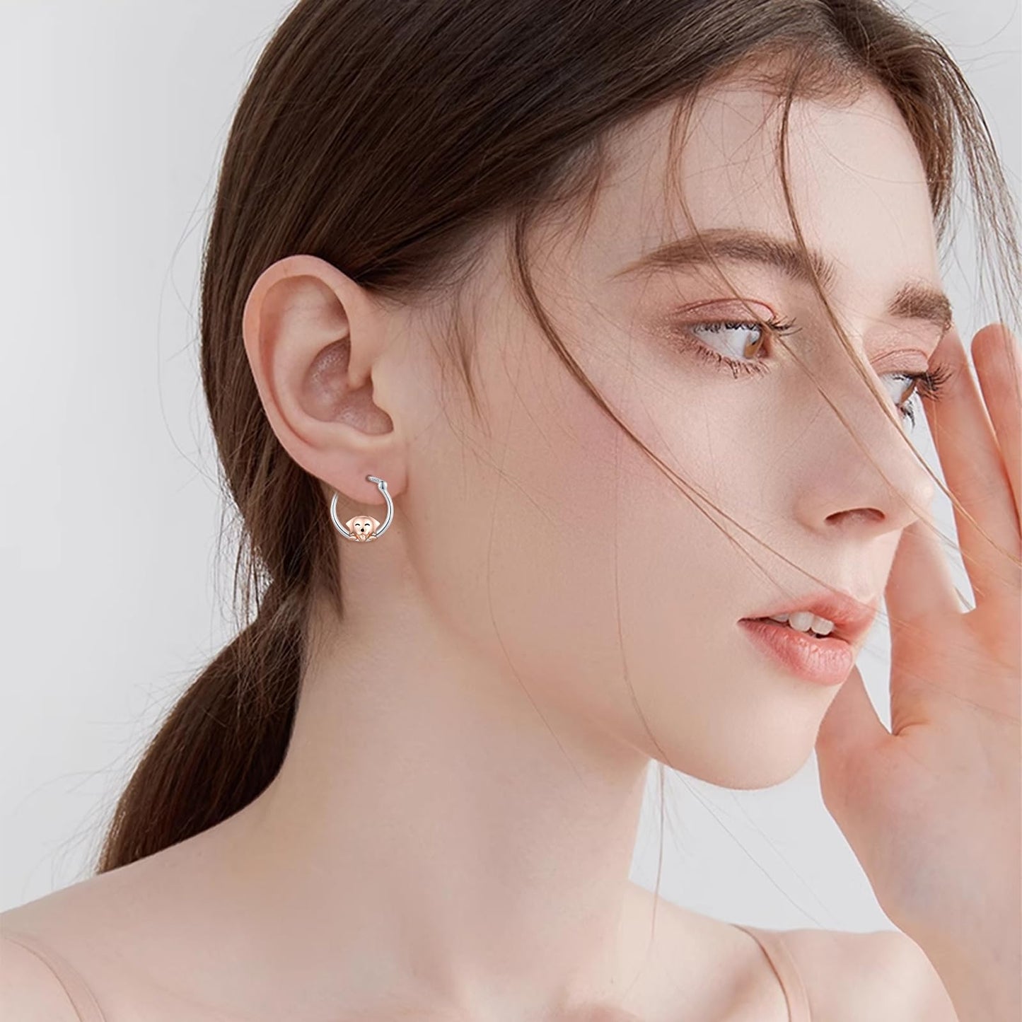 JUSTKIDSTOY Dog Earrings for Women 925 Sterling Silver Cute Puppy Hoop Earrings Pet Jewelry Birthday Gifts for Dog Lovers