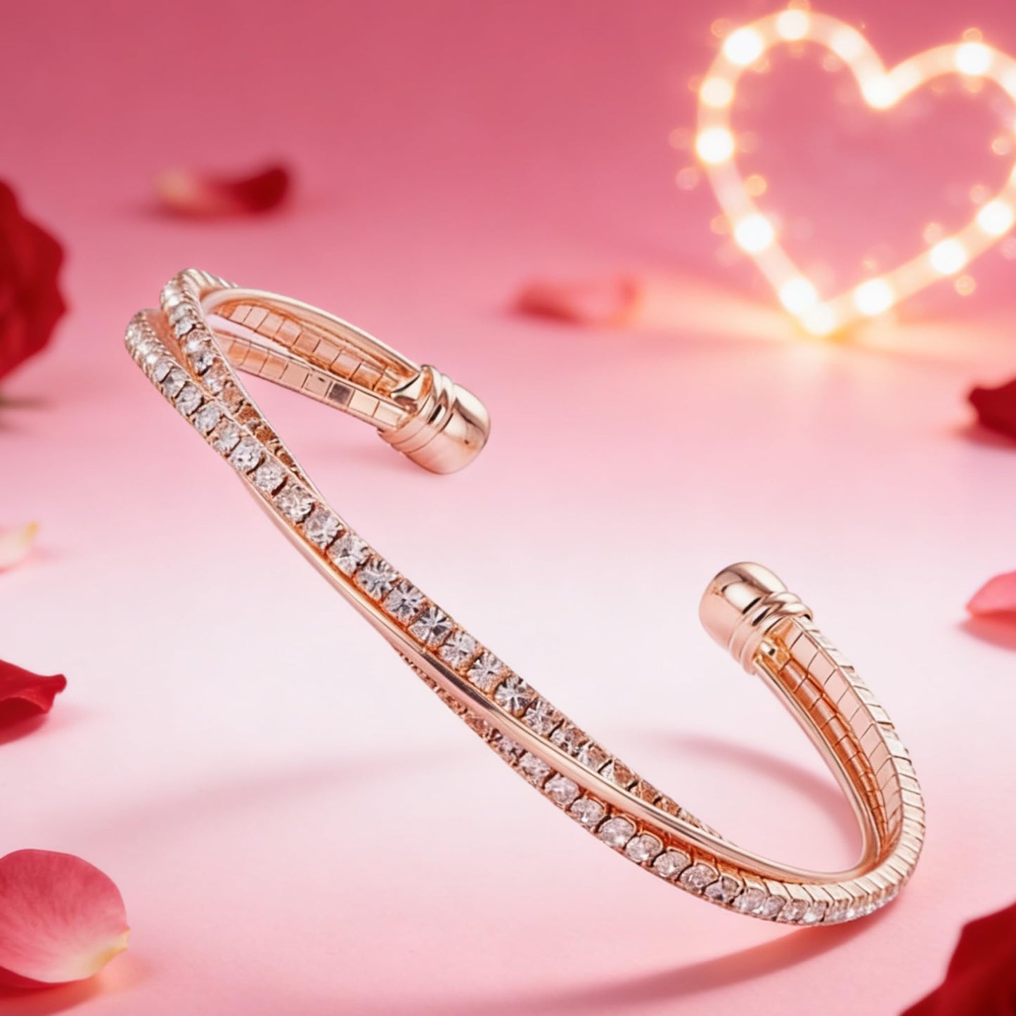 Rose Gold Bridesmaid Bracelets for Women Rhinestone Clear Crystal Dainty Bracelet Bangle Sparkly Cute Bridesmaid Wedding Gifts Jewelry Birthday Party (rose gold)
