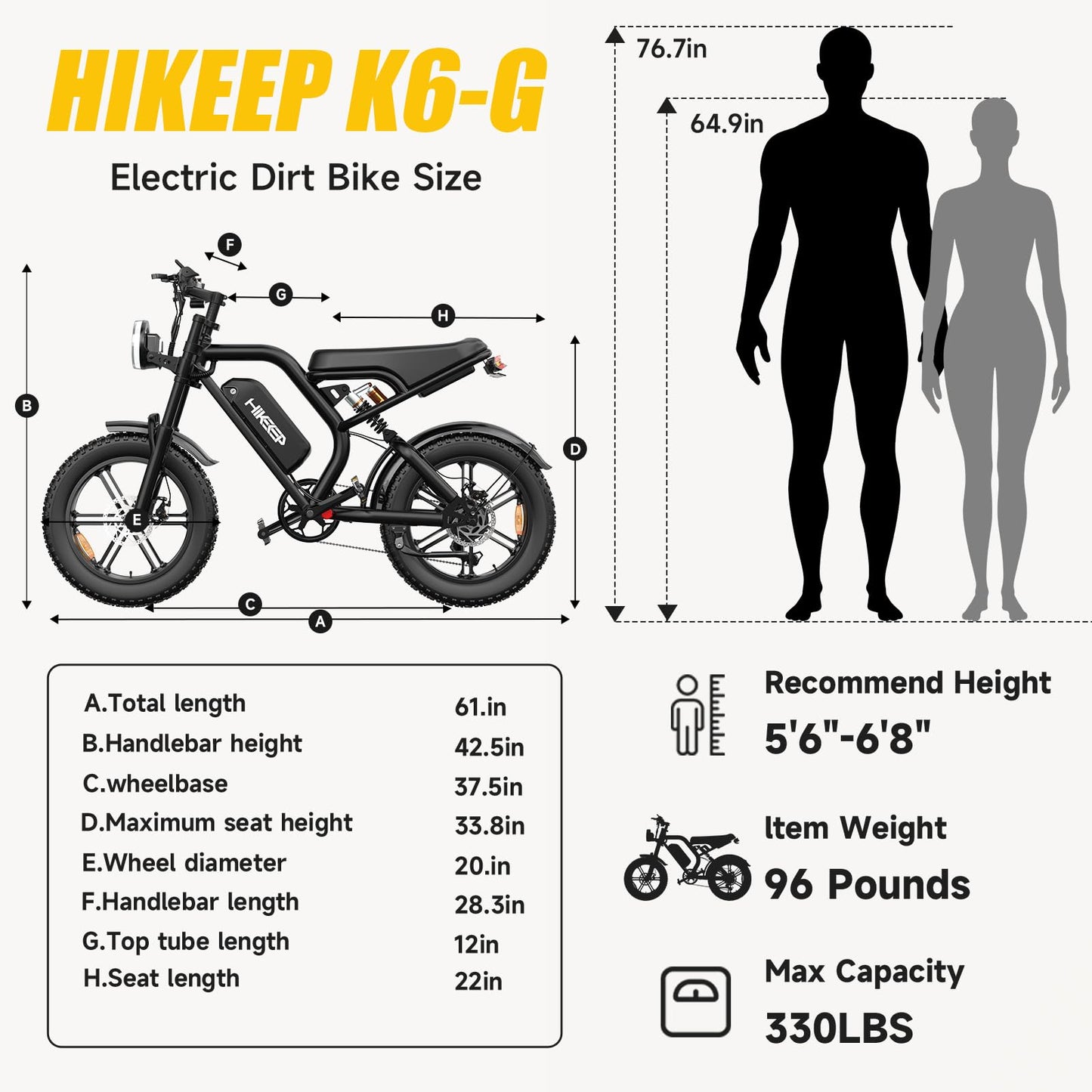 HiKeep Electric Bike for Adults - 20 x 4 Inch Fat Tire, 750W/Peak 1500W Motor, 48V15.6AH Detachable Battery, 4 Riding Modes Electric Dirt Bike, 7 Speed Electric Motorcycle, 28MPH UL 2849 Certified