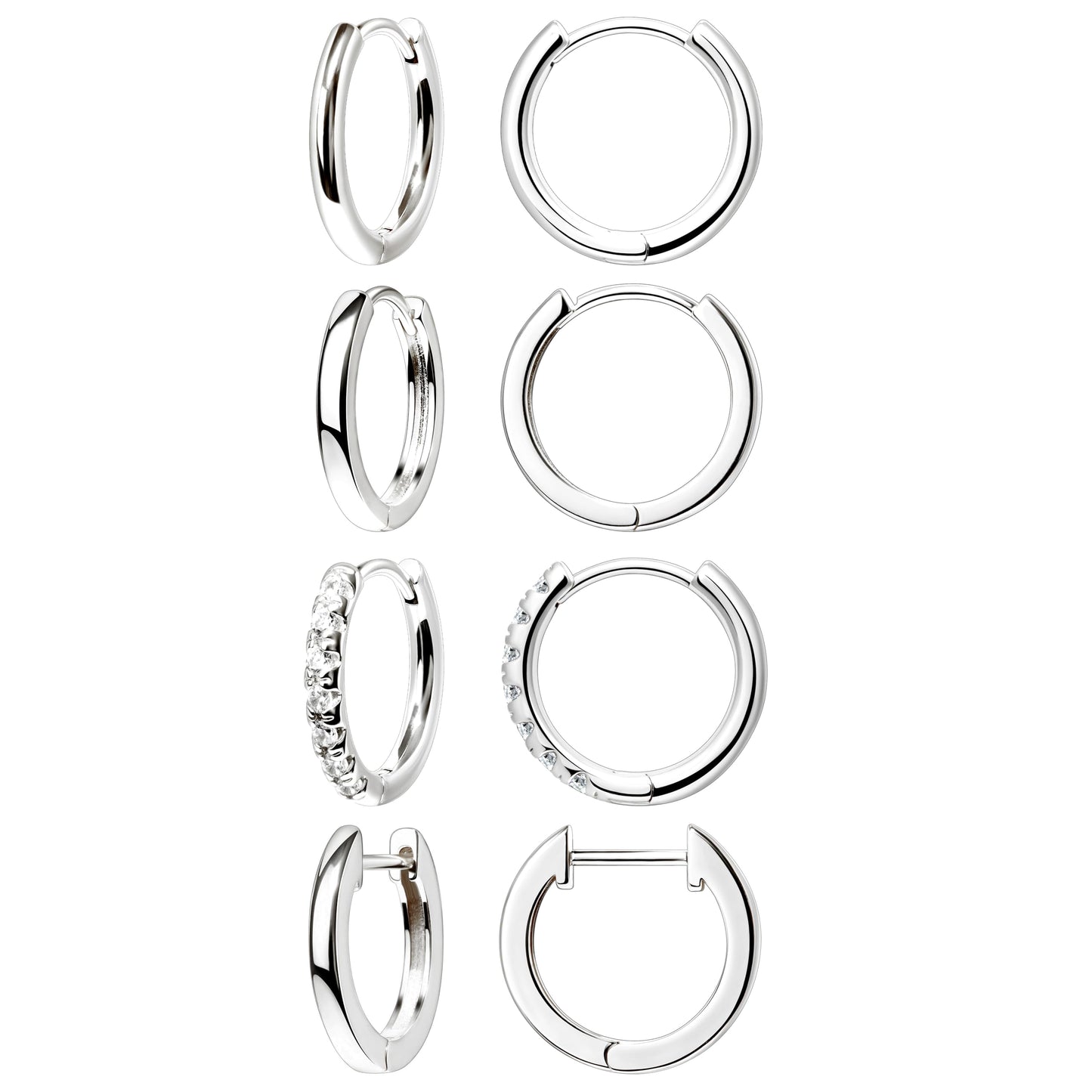 10mm Silver Hoop Earrings for Women Men Silver Plated Stack Cartilage 3 hole Earrings for Multiple Double Piercing Lightweight Clip On Jewelry Gifts for Men