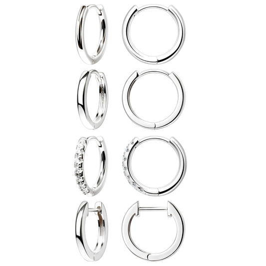 6mm Huggie Small Hoop Earrings Set for Women Silver Stack Thin Cute Cartilage Earring Sets for Multiple Double Piercing Lightweight Mini Dainty Trendy Clip On Mom Jewelry Gifts