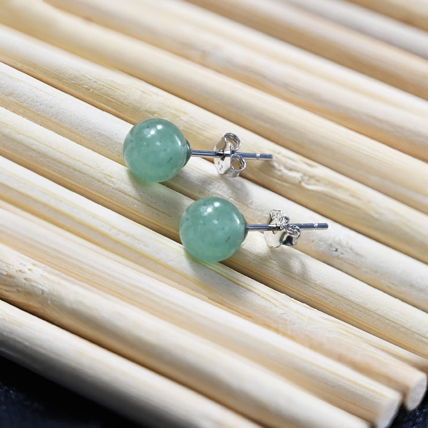 Jade Earrings Studs, 6mm Green Jade Earrings for Women, 925 Sterling Silver Stud Earrings for Sensitive Ears, Green Jewelry for Women & Men, Good Luck Handmade Earrings Gift for Birthday Anniversary