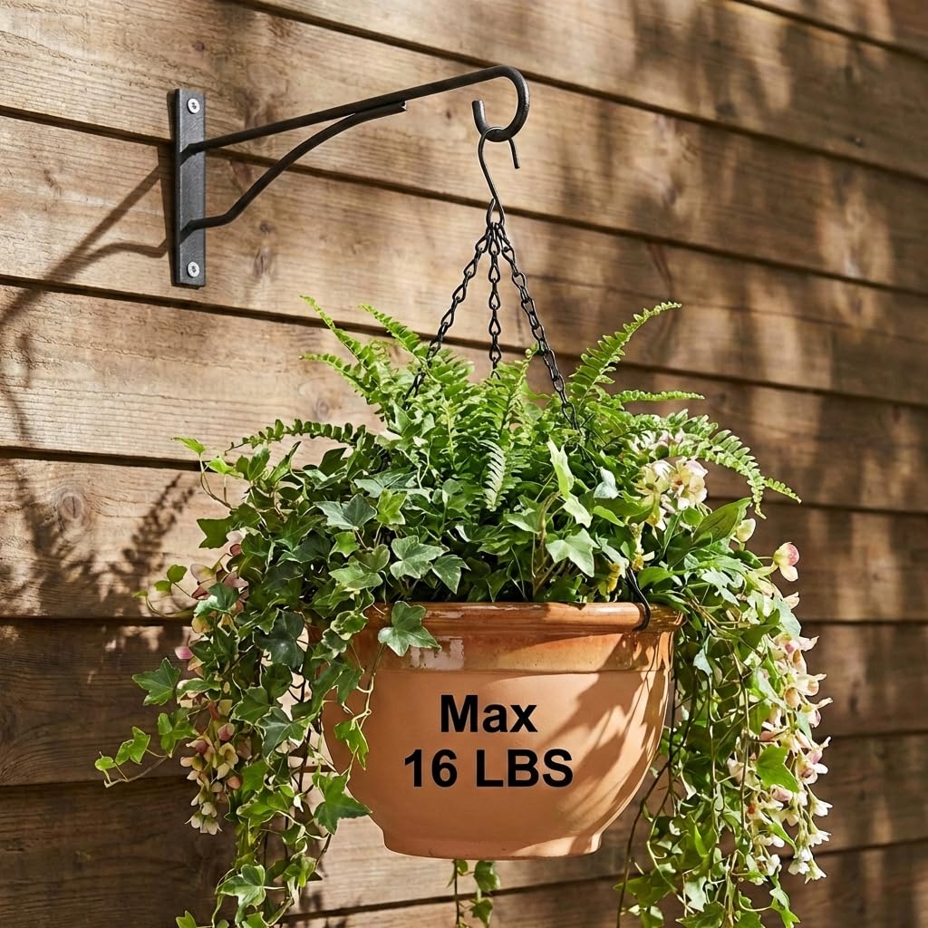 Eyrosa 8" Plant Hangers 6 Pack, Hanging Plant Bracket for Wall Fence Porch Outdoor Indoor, Metal Plant Hooks for Basket, Flower, Planter, Feeder, Lantern, Wind Chime