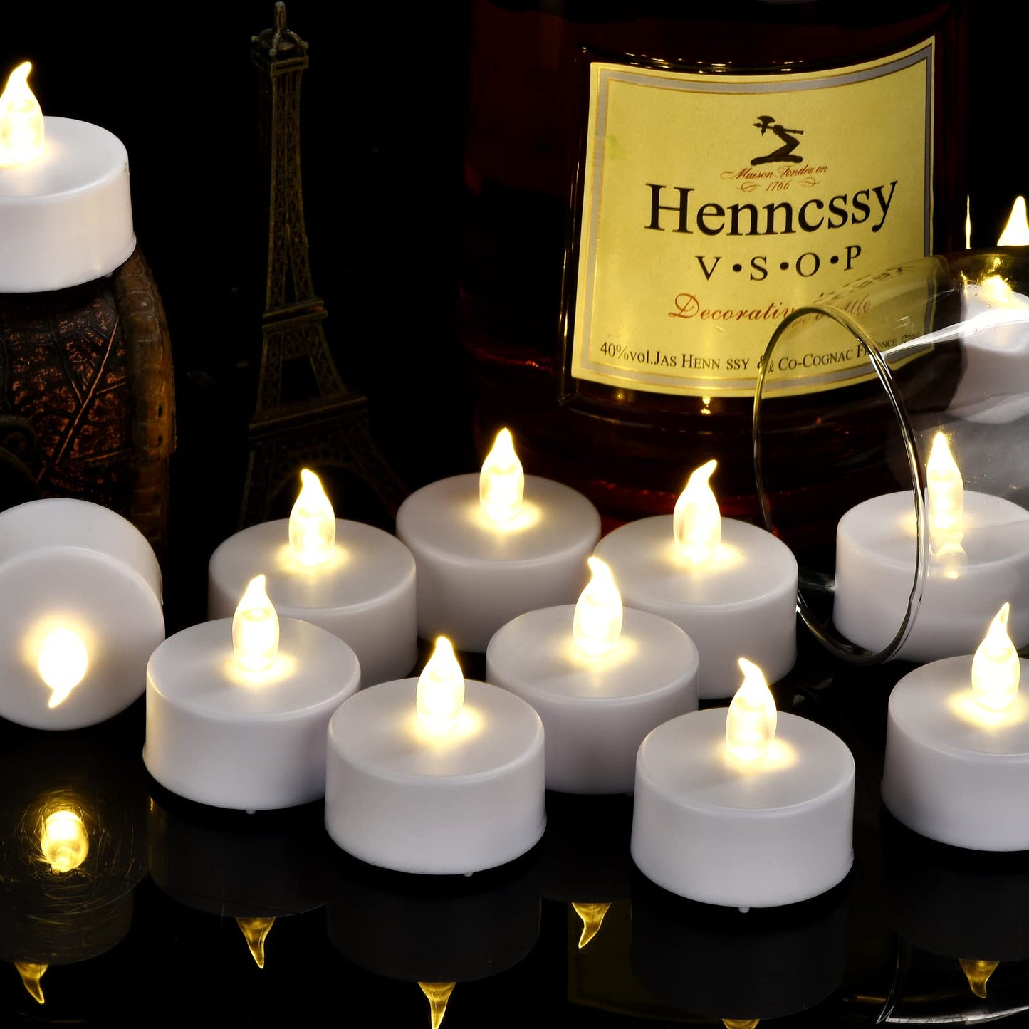 Paichi Battery Operated Flameless Tea Lights, Led Flickering Electric Votive Candle 24 Pack Realistic and Bright for Seasonal, Festive Celebrations and Holiday Gifts Warm White Lamp Long Lasting