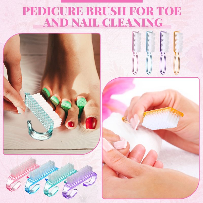 Patelai Nail Brushes for Cleaning Handle Grip Nail Brush Bulk Colorful Scrubber Fingernail Hand Toes Cleaning Brushes Pedicure Scrubbing Tool for Men and Women, Multicolor(100 Pcs)