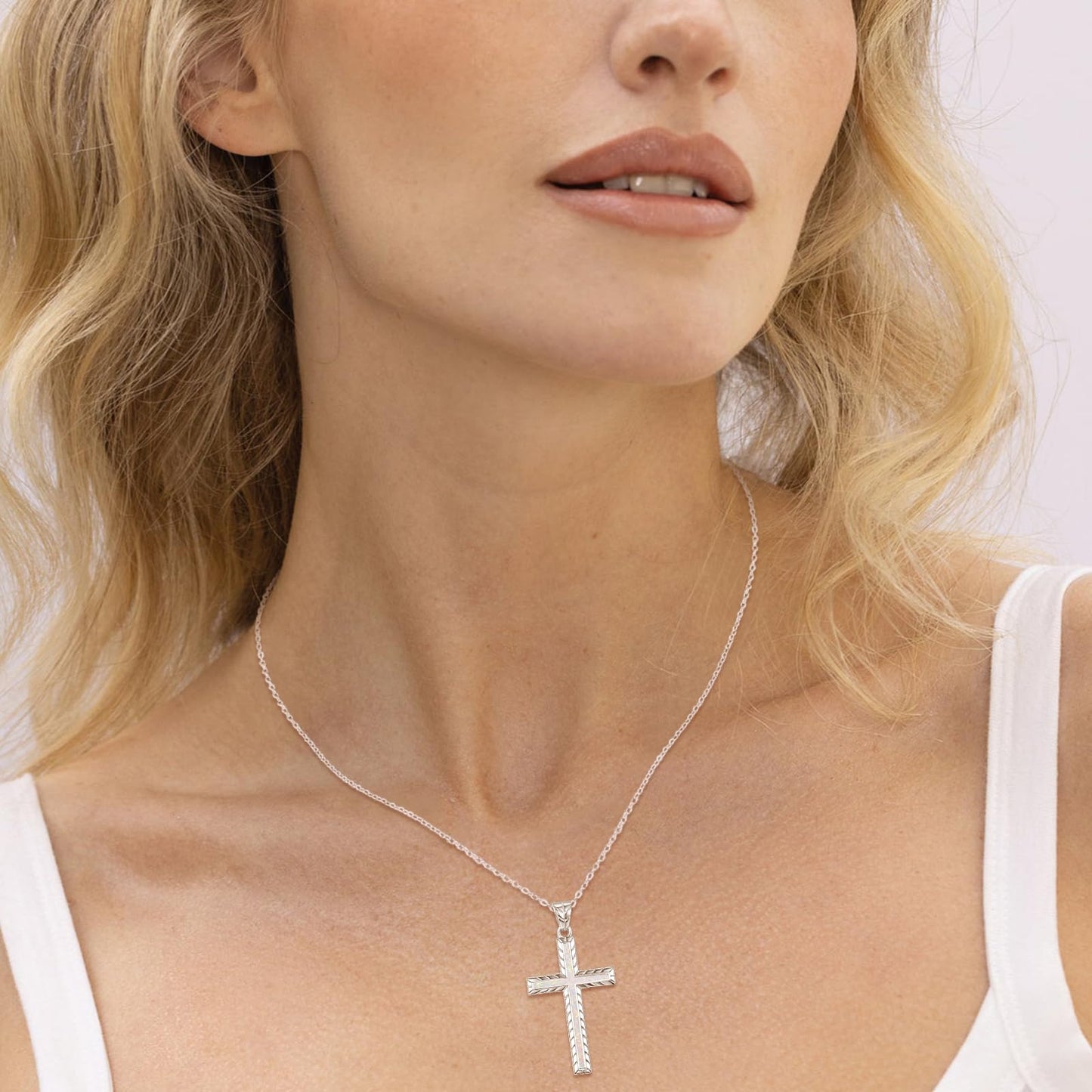 Dreamboat Sterling Silver Cross Necklace for Womens Cross Pendant Faith Christian Jewelry White Opal Necklace Confirmation Religious Gifts