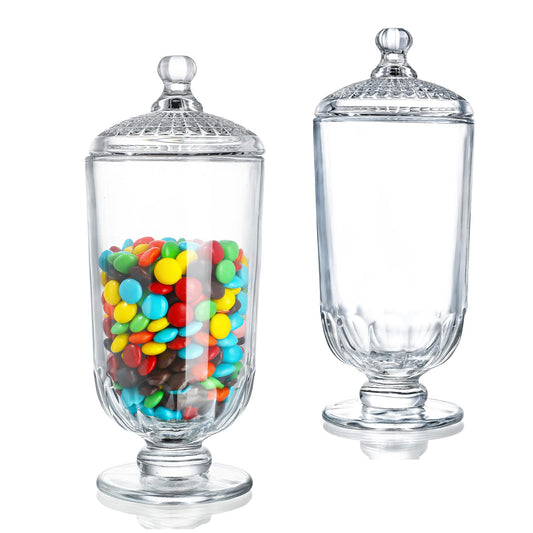 2 Pack 24oz Clear Glass Candy Jars with Lids Glass Decorative Storage Jar for Candy Buffet, Wedding Favors, Baby Shower, Party Decor, DIY Crafts