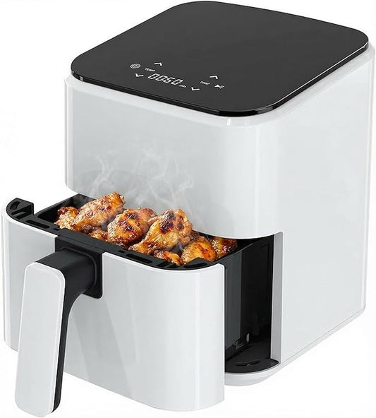 HealSmart 3.17 Qt Compact Air Fryer, 8-in-1 Digital Small AirFryer with 400°F, Nonstick Dishwasher-Safe Basket, Auto Shutoff, Overheat Protection, for Quick Healthy Meals, White