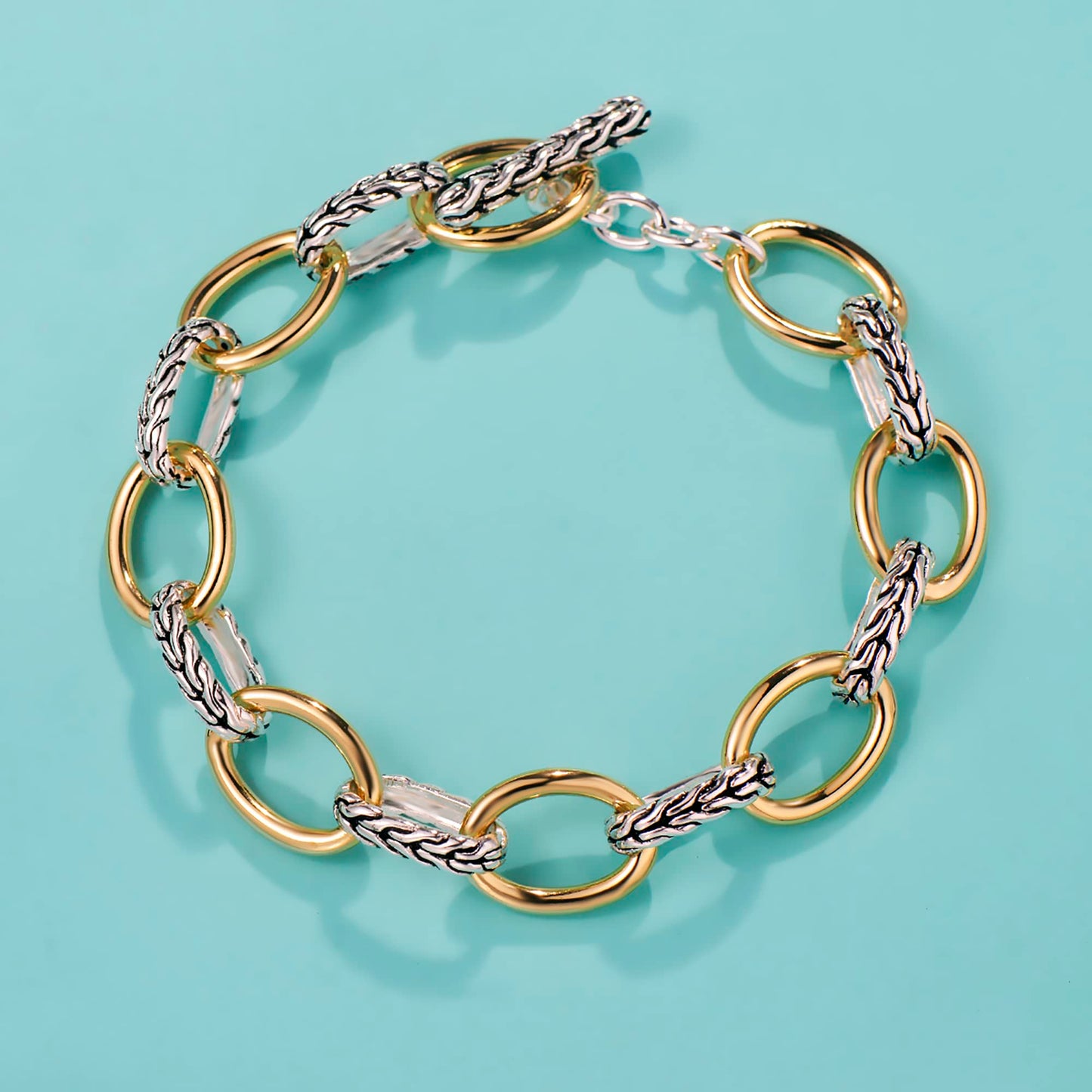 UNY JEWEL Jewelry Make a Statement with Foxtail Link Chain Bracelet Designer Brand Inspired Women Valentine (Single Two Tone)