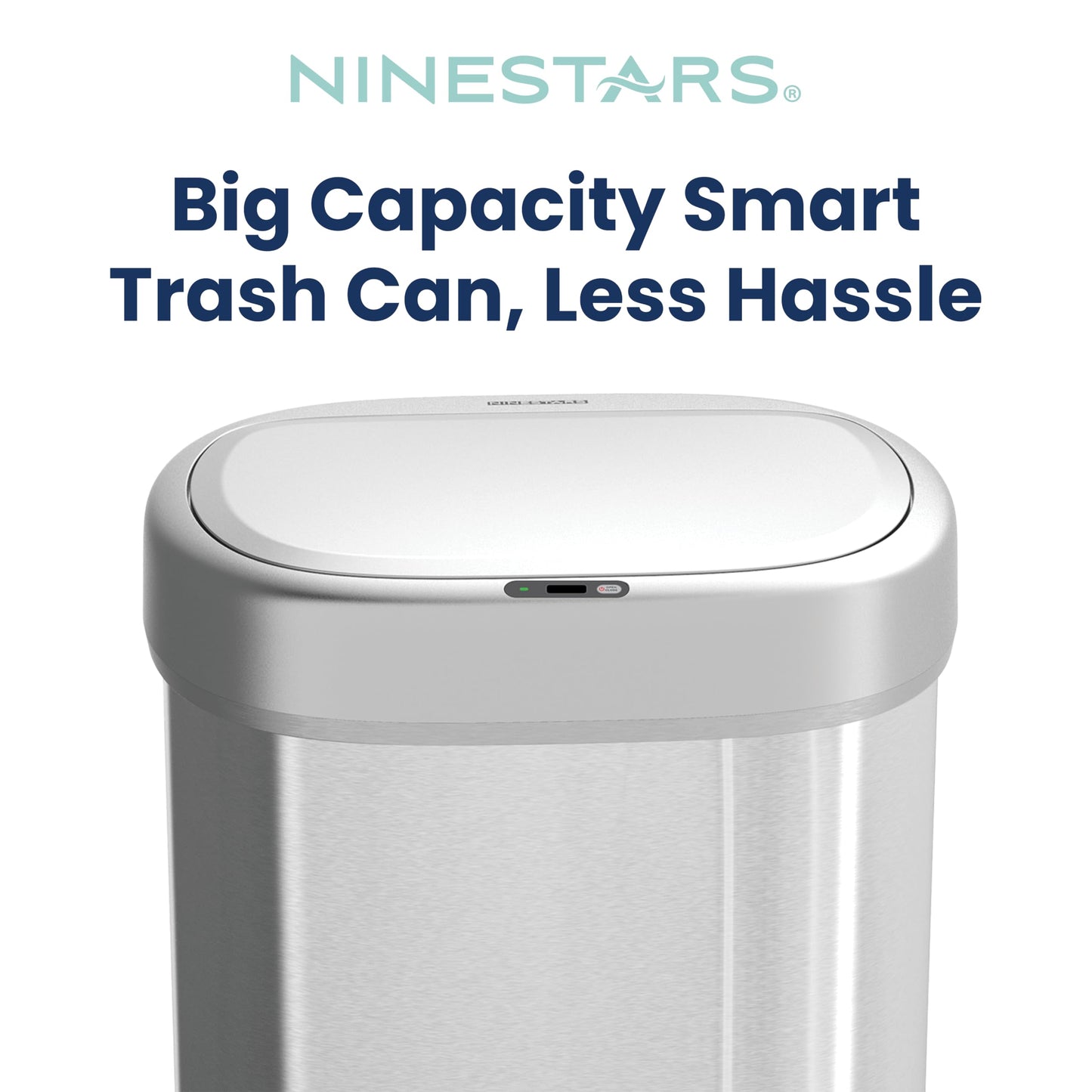 Ninestars DZT-80-24 Automatic Motion Sensor Trash Can with Adjustable Sensor Range, Stainless Steel Base, Silver Lid, 21 Gallon