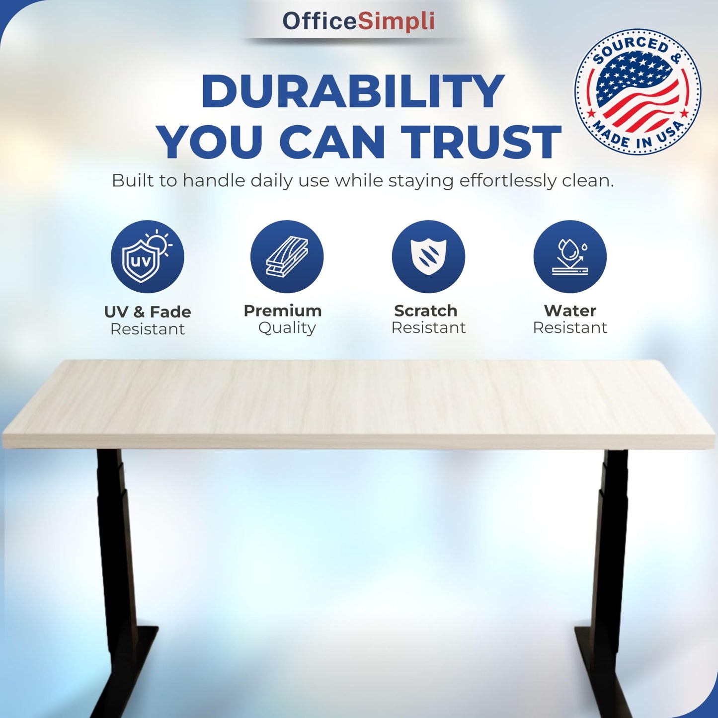 OfficeSimpli 48 x 30 Inch Desk Top, Made in USA Replacement Table Top for Sit-to-Stand Adjustable Desk Frame, Workbench or Countertop for Classroom, Home and Office (Desk Top Only) - Creek Oak