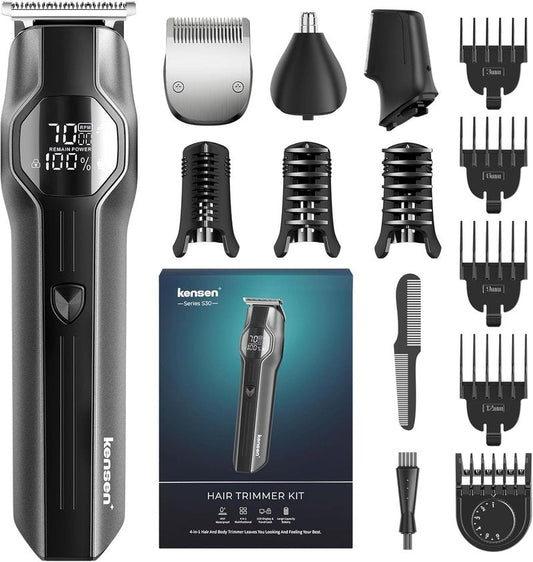 kensen Beard Trimmer for Men - 14 in 1 Professional Mens Grooming Kits, Dual Speed Electric Shaver and Hair Clipper for Beard Head Body Face Nose Ear Mustache Trimmer IPX7 Level LED Display 210 Min
