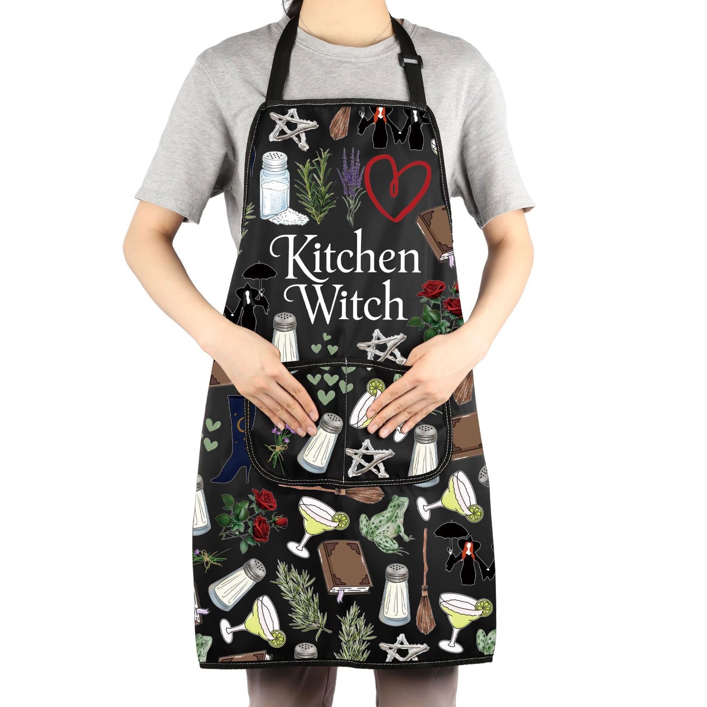 JNIAP Witches Kitchen Apron Salt Rosemary Lavender Love Gifts Magic Witchcraft Apron Witchy Gothic Gifts Witches Apron (witch ap)