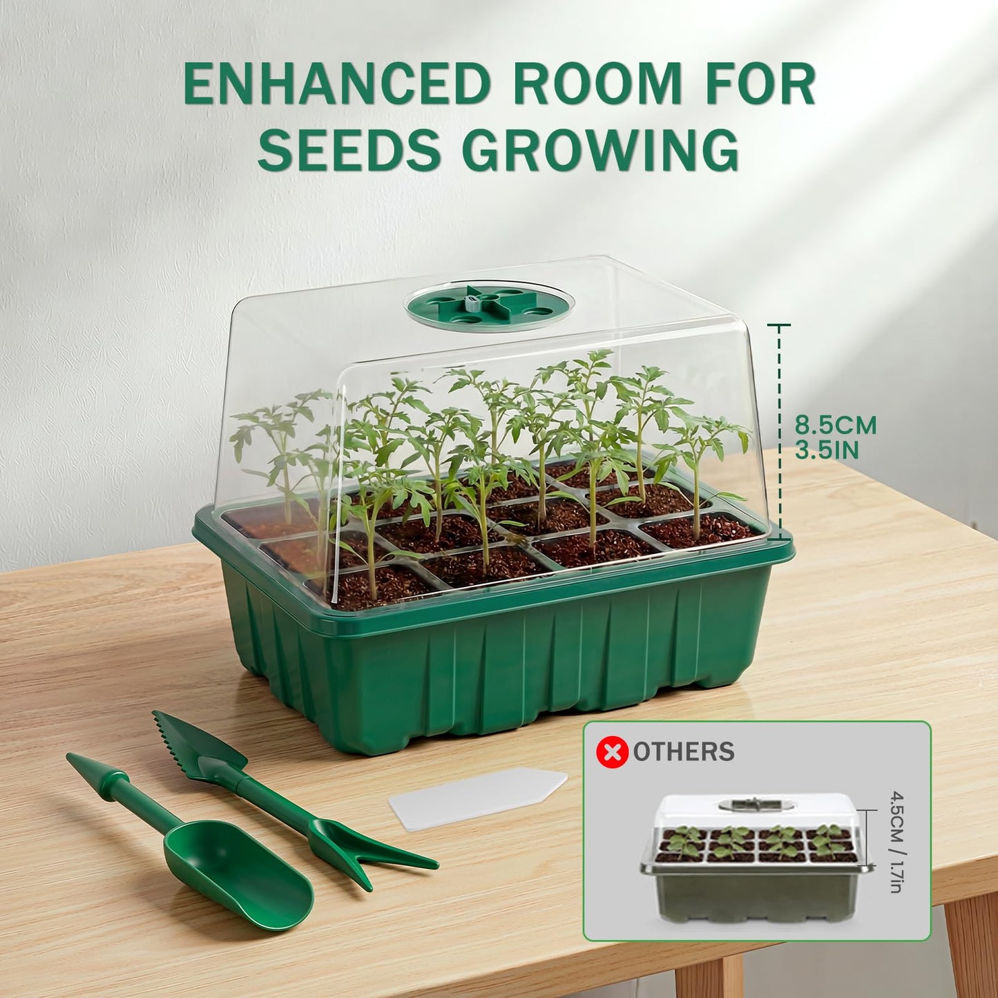 YAUNGEL Seed Starter Tray with Grow Light, 6 Pack Seed Starter Kit with Timing Controller Adjustable Brightness, Thicken Seedling Starter Trays with Humidity Domes Heightened Lids, Gift Box