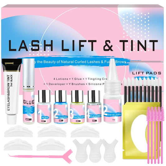 Lash Lift and Black Kit, Eyelash Perm and Black Kit, Professional Black Color Eyelash & Eyebrow Lift Set, Quick Lifting & Voluminous Coloring for Lash Lifting, Easy to Use & Lasting Curl at Home