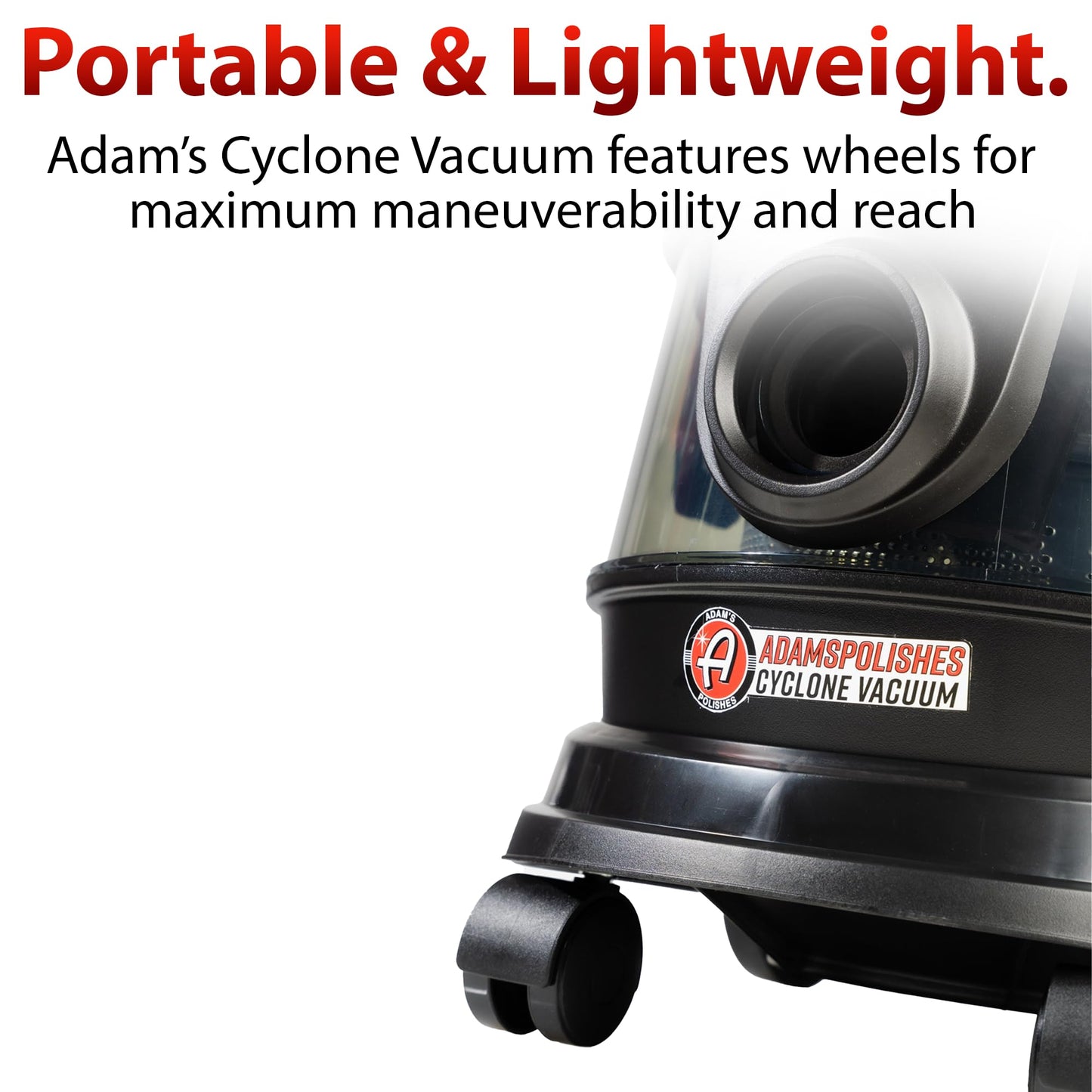 Adam's Polishes Cyclonic Vacuum Cleaner Premium Car Detailing Vacuum for Garage, Shop, Home | Powerful Suction, Lightweight, Portable, Heavy Duty | 4 Attachments Included