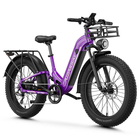 Aipas M1 pro Electric Bike, 1800W Peak Motor Electric Bike for Adults, 26'' x 4.0'' Fat Tire Ebike, 48V 17.5Ah Electric Mountain Bike, 36MPH Electric Bicycle, 85 Miles, 7 Speed 110NM with Front Basket