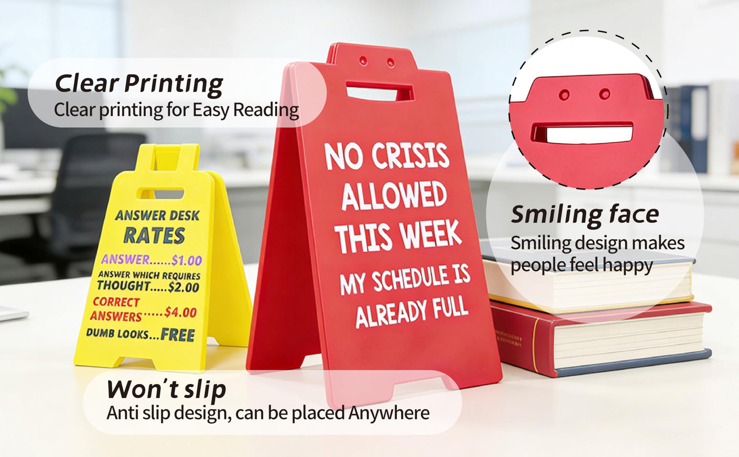 Funny Office Desk Decor Unique 3D Premium Engraved and Standard Printed Dual Sign Cute Gag Joke Prank Gift for Boss Coworkers Teacher Appreciation Stress Relief Ideal for Relax Cubicle Work Atmosphere