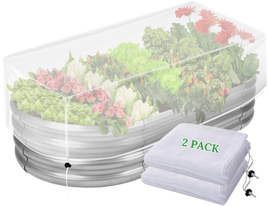 2 Pack Garden Netting for Raised Beds, 4.3x2FT Durable Ultra Fine Mesh Plant Covers with Drawstring to Keep Small Animals Pest Out,Raised Bed Bird Barrier Screen for Protecting Fruits Vegetables Crops