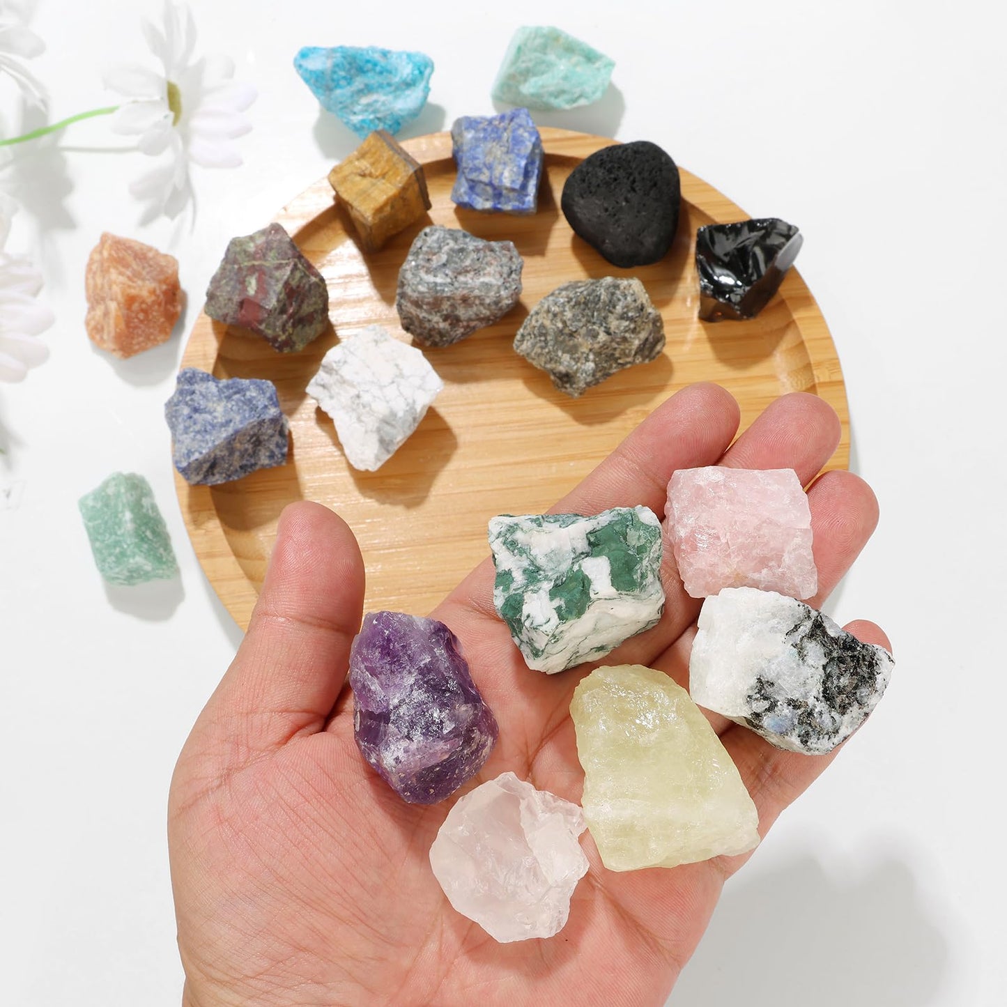 GolbalJew Moonstone Natural Raw Crystals 2PCS Healing Crystal Stones 1.2-2.0” Reiki Healing Gemstones for Meditation Chakra Balance Home Decor