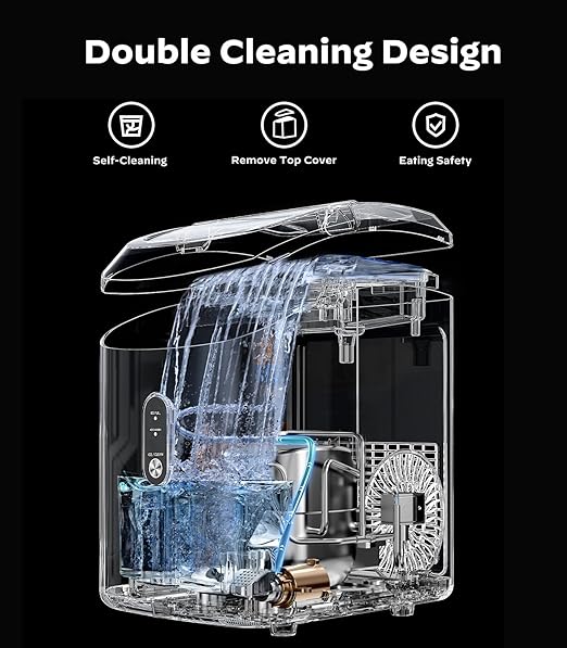 Nugget Ice Maker Countertop, Pellet Ice Machine with Self-Cleaning Function, Produces 33 lbs of Chewable Ice in 24 Hours, Sonic Ice Maker Perfect for Home Kitchens and Offices, Green