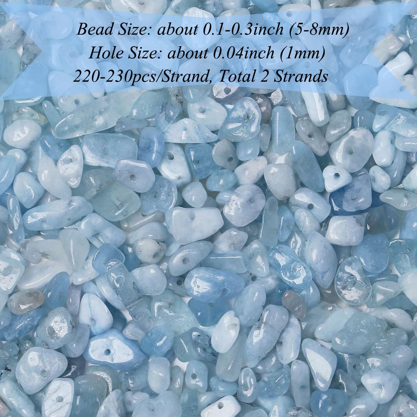 Natural Chip Stone Beads 450pcs Aquamarine Chips 5-8mm Genuine Real Irregular Healing Crystal Rocks Hole Drilled DIY Loose Gemstone Beads for Jewelry Making Bracelet Earrings Necklace Crafting