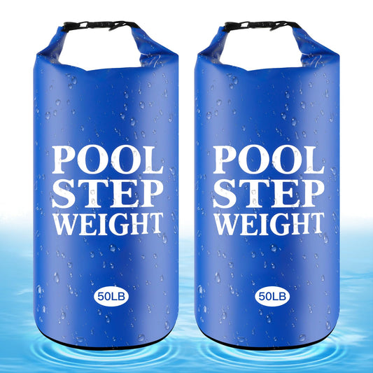 2Pcs Blue Pool Step Weights, 50LB PVC Waterproof Swimming Pool Ladder Weights Sand Bags Foldable Pool Stair Weights for In Ground and Above Ground Pools