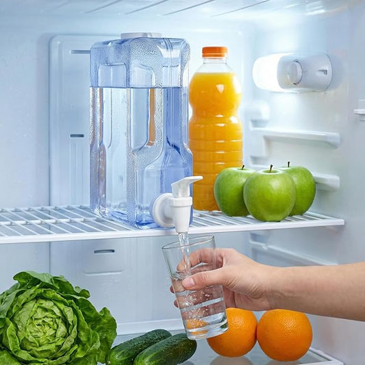 Funnymoom 6 Pcs Drink Dispenser for Fridge Refrigerator Plastic Reusable Water Dispensers Bottle with Spigot Bpa Free for Party Outdoors Home Office Activities(blue, 0.8 Gallon)